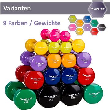 MOVIT Gymnastikhantel Movit® 2er Set Vinylhanteln, Oberfläche aus Vinyl, (Set, 2er Set), in 9 verschiedenen Gewichts-, Farbvarianten