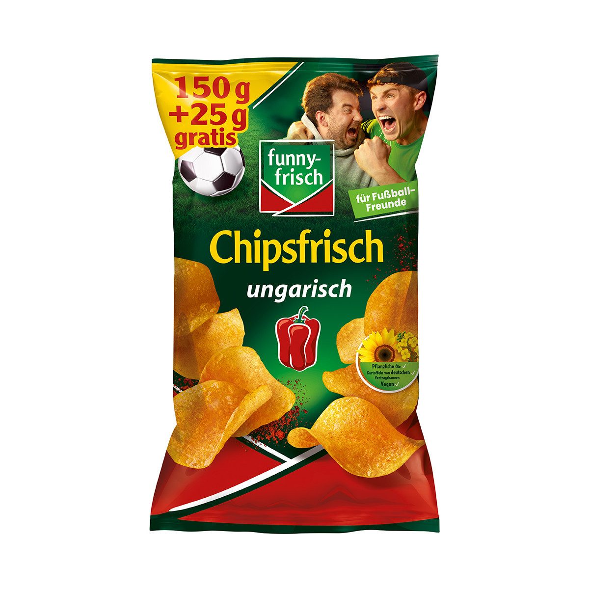 funny-frisch Knabberei, funny-frisch Chipsfrisch ungarisch 150g+25g WM Edition Packung 175g