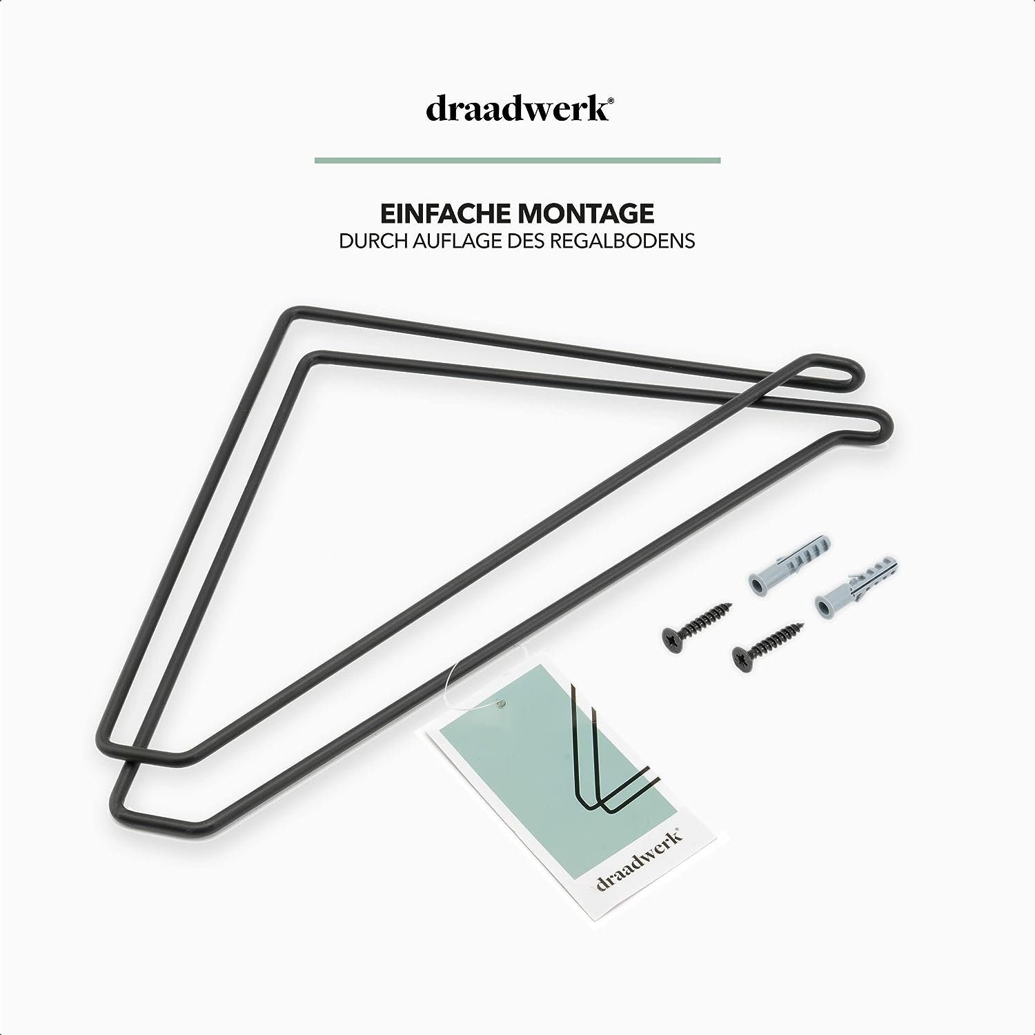 draadwerk® Wandregalhalter 2er Set Regalträger Draht Metall, Für 20-25cm Wandregale Halterung, 2-tlg. – Bild 3 von 5
