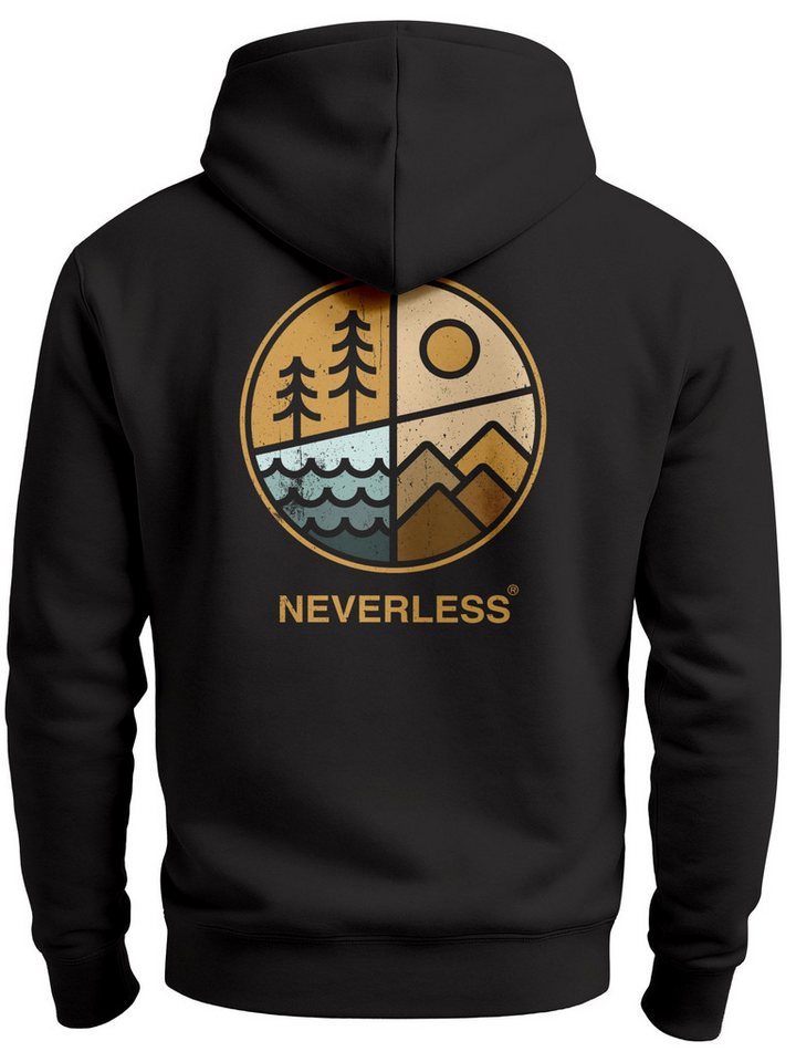 Neverless Sweatjacke Herren Sweatjacke Outdoor Backprint Retro Logo Abstrakt Zipjacke