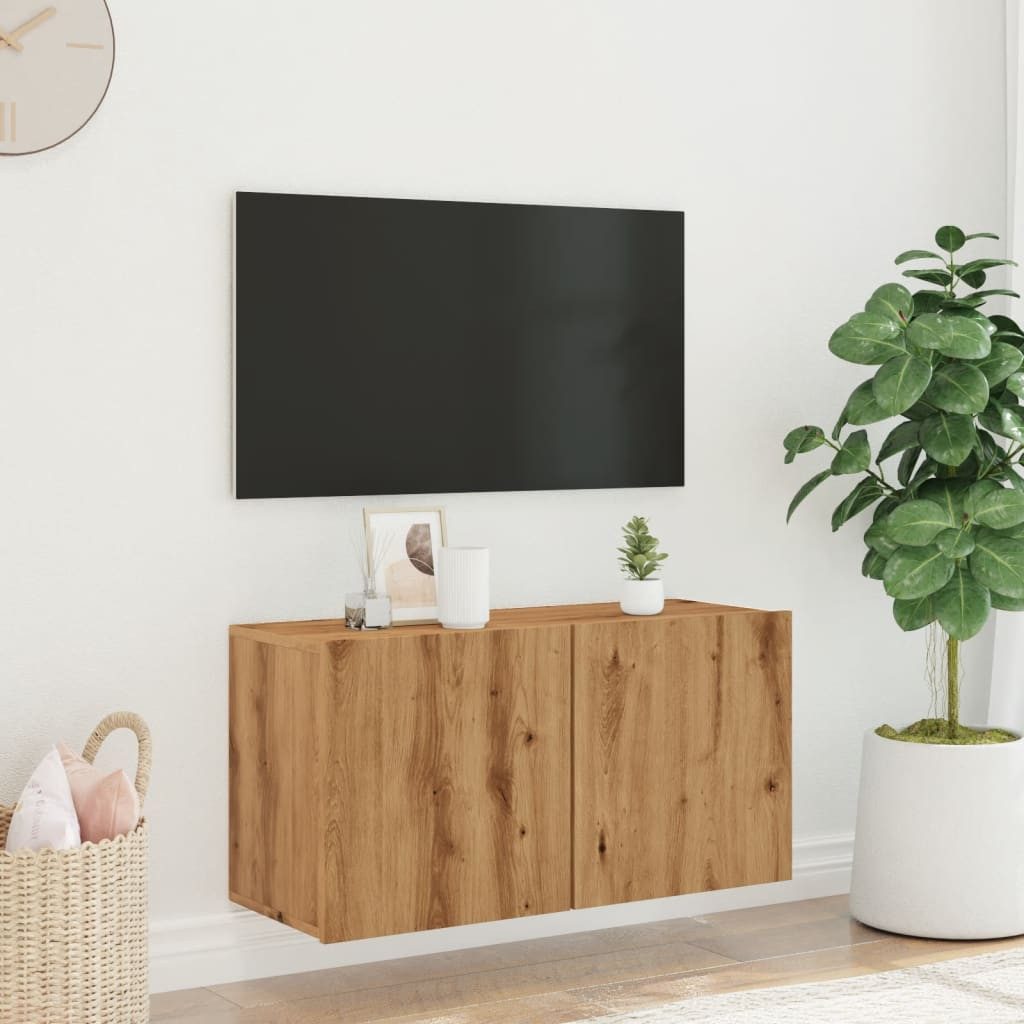 vidaXL TV-Wand TV-Wandschrank Artisan-Eiche 80x30x41 cm, günstig online kaufen