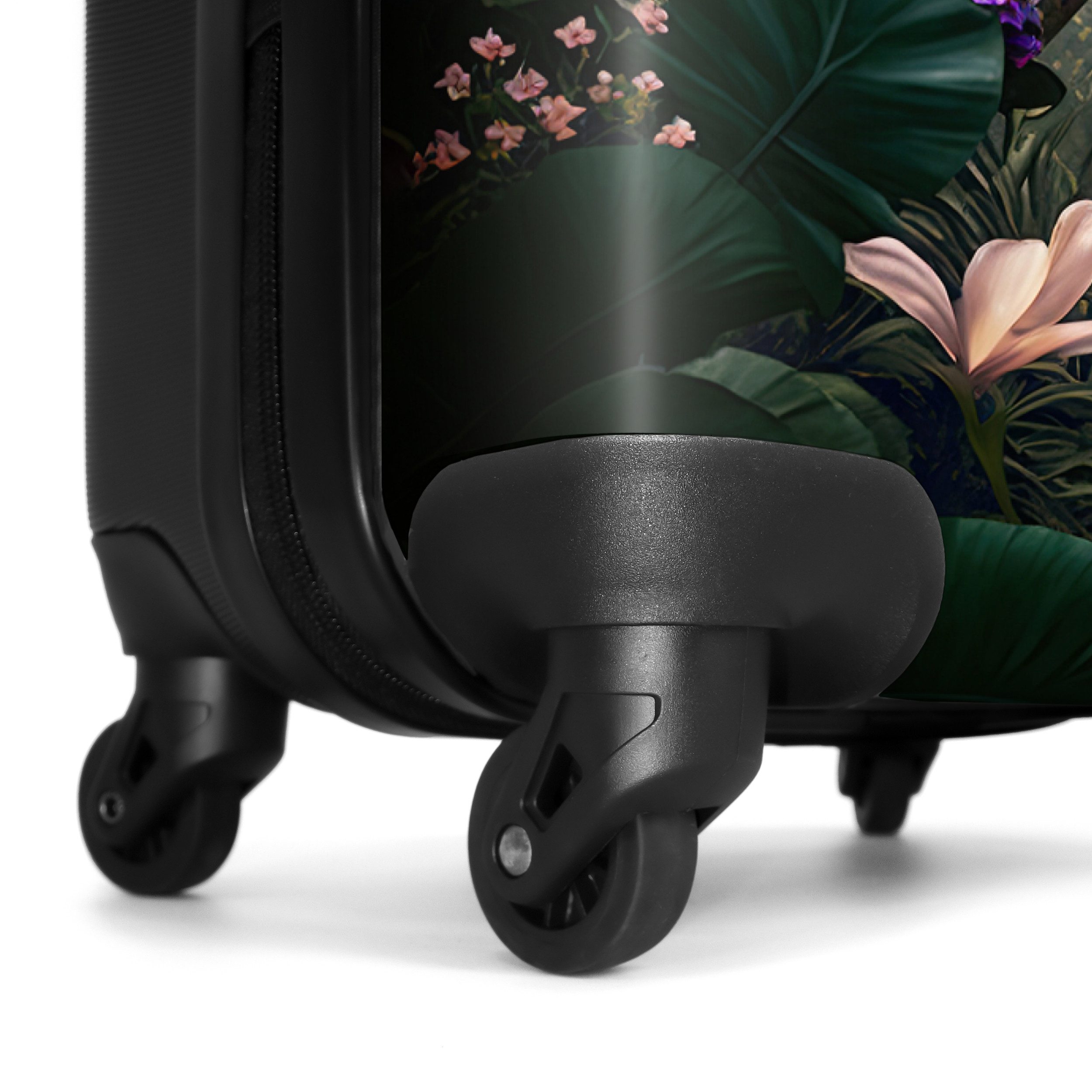 NoBoringSuitcases.com© Hartschalen-Trolley Pfau - Blumen - Dschungel - Regenbogen - Federn 55x35x20cm, 4 Rollen, Reisetasche mit Rollen, Koffer Handgepäck Flugzeug
