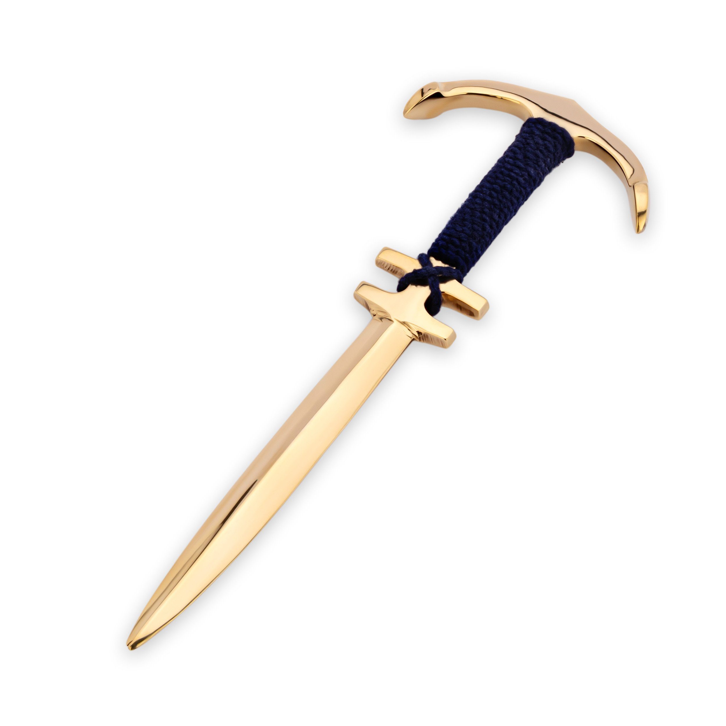 NKlaus Dekofigur 21 cm Brieföffner Anker Messing gold mit blauem Tau Flaschenöffner Mar, Made in Germany