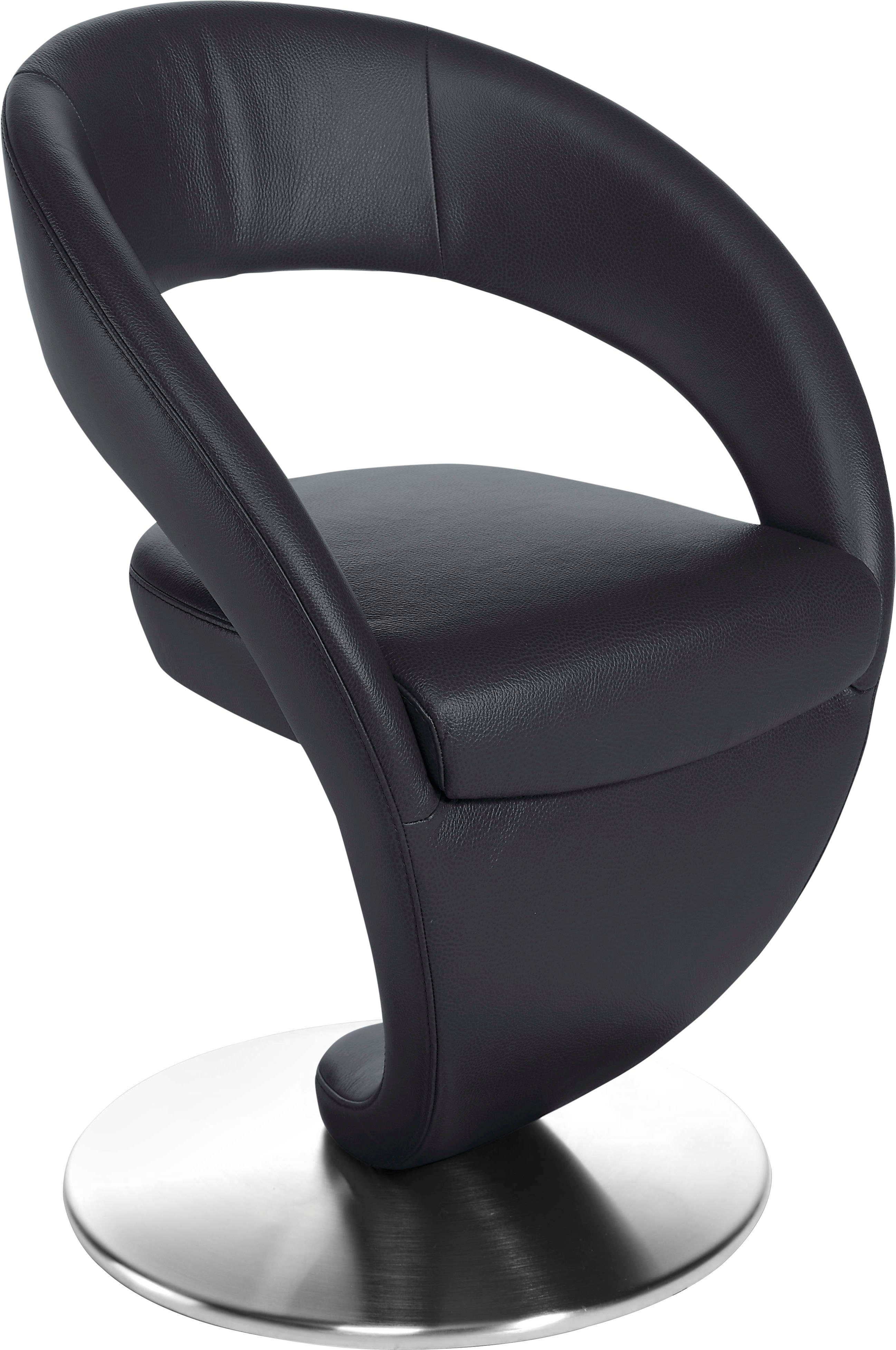 K+W Komfort & Wohnen Esszimmerstuhl Wave, Drehstuhl, Polsterstuhl, Design-Drehstuhl, Drehteller in Edelstahloptik