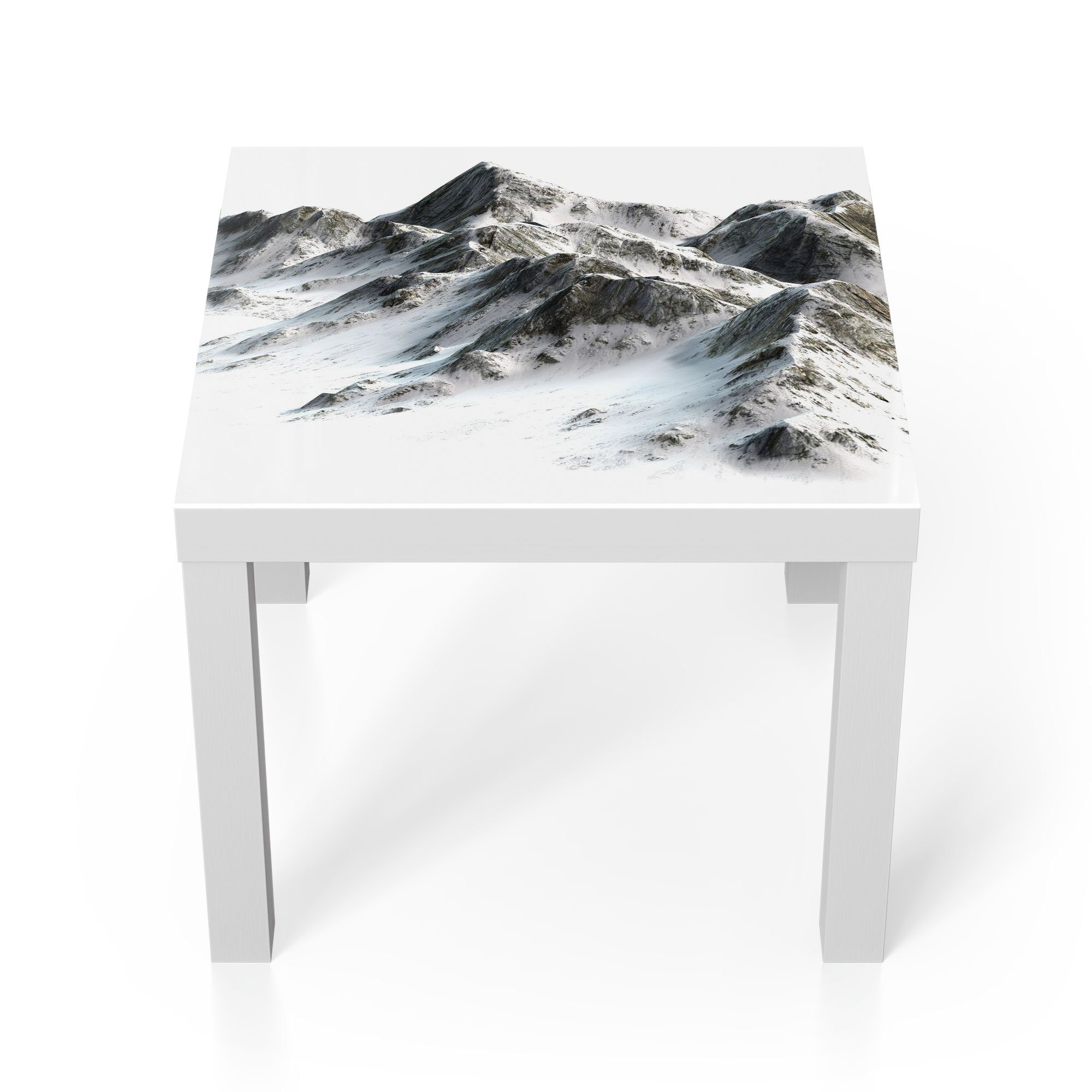 Bergmassiv', Weiß Glastisch Beistelltisch Glas DEQORI modern Couchtisch 'Verschneites