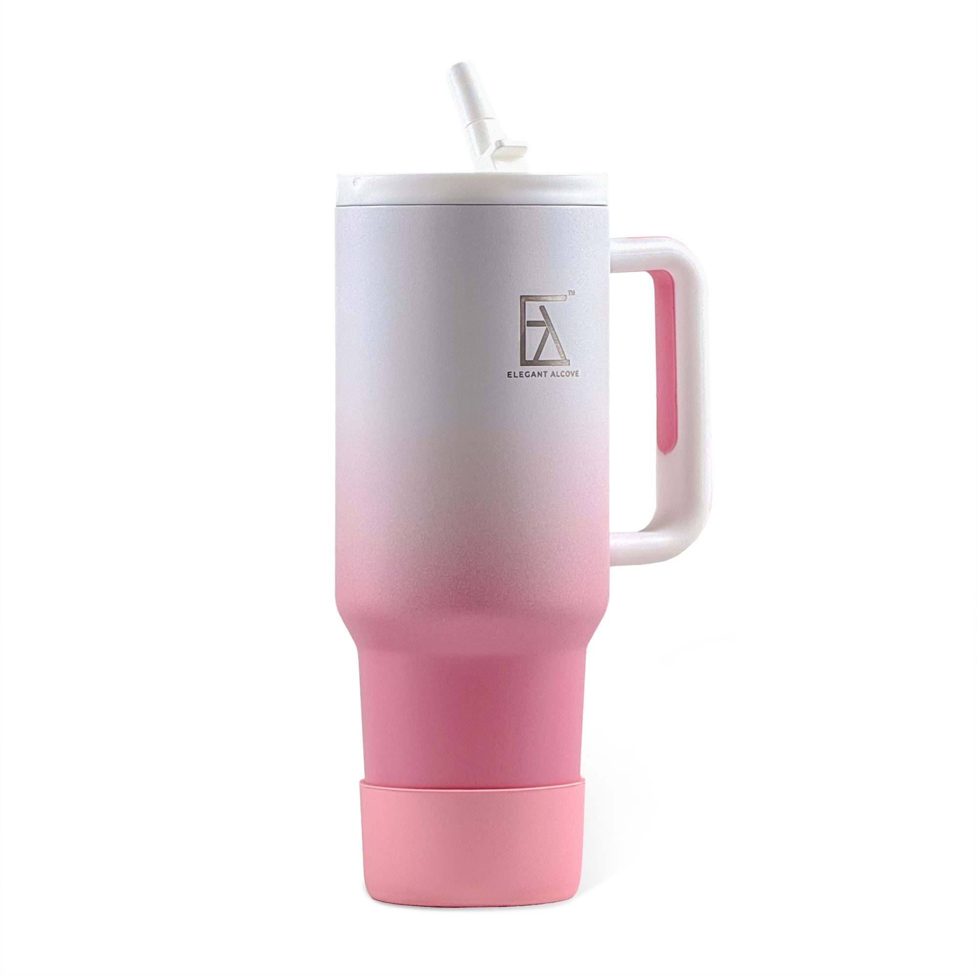 FANNOU Thermobecher Thermal Mug 1200 ml, Becher mit Deckel, Henkel und Strohhalm, doppelwandig, luftdichter Verschluss