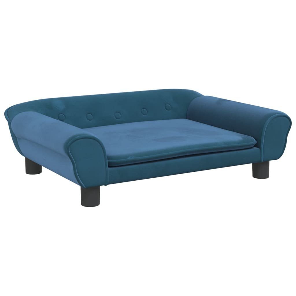 Hundekorb 70 x 48 x 22 cm Hundebett Blau 70x48x22 cm Samt Körbchen Hundesofa