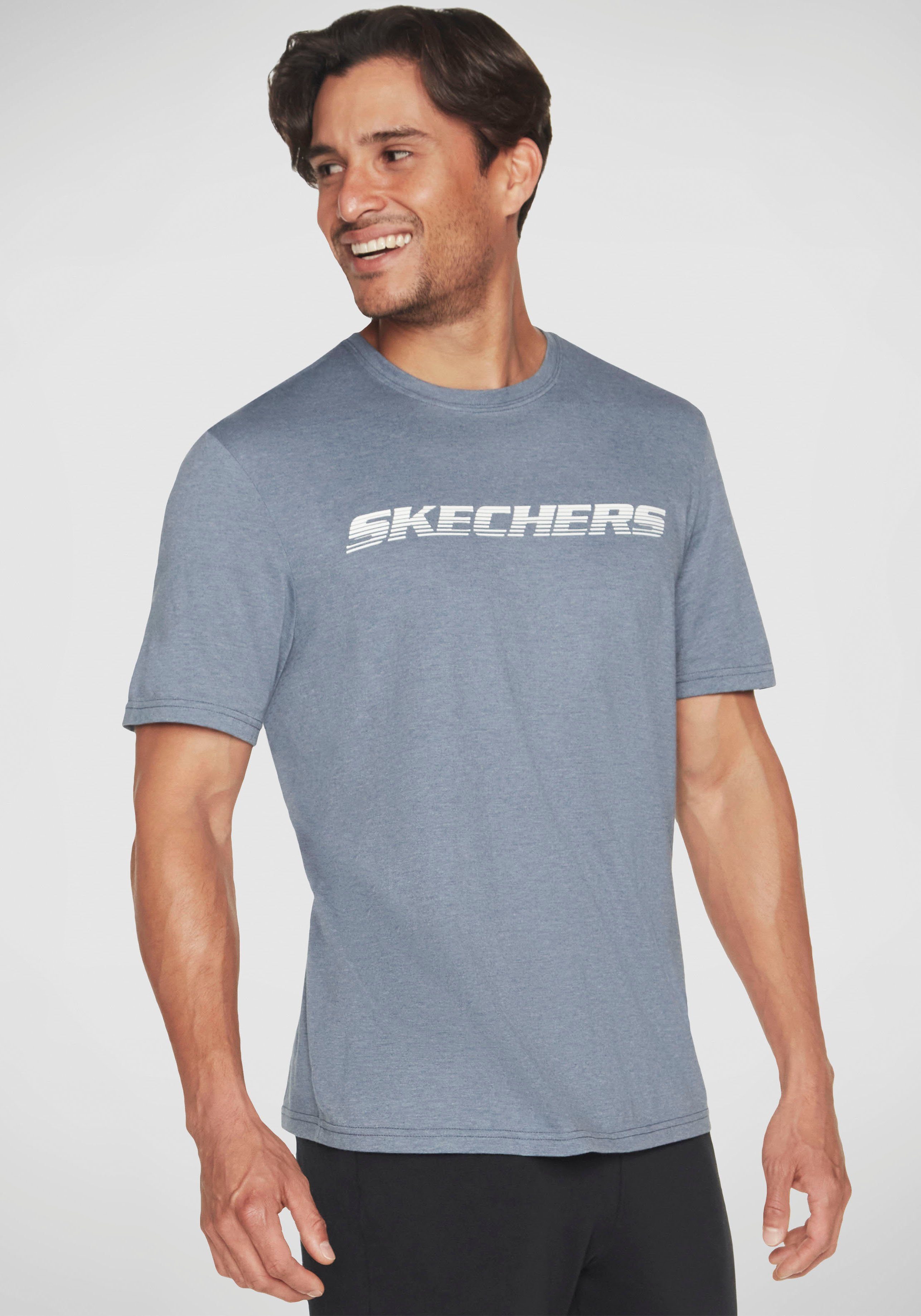 blaugrau T-Shirt TEE Skechers MOTION