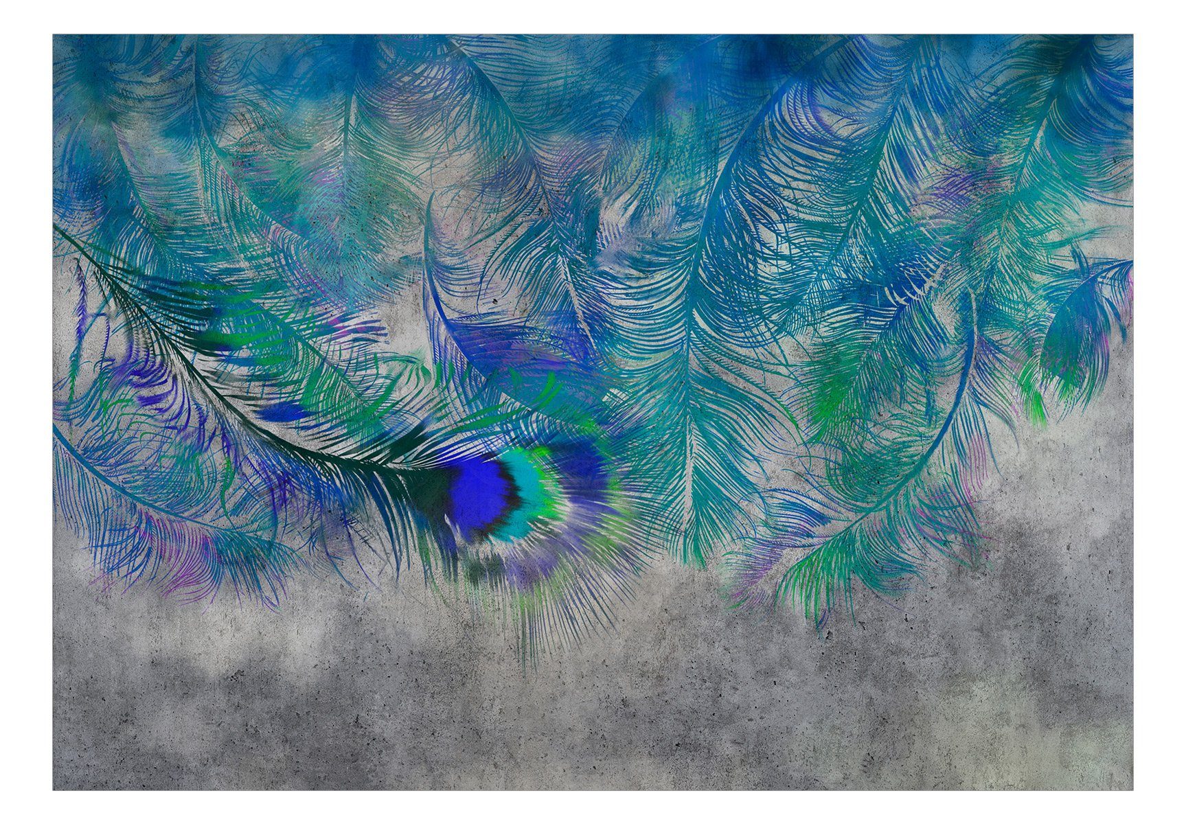KUNSTLOFT matt, Peacock m, Feathers 0.98x0.7 Tapete Vliestapete Design lichtbeständige