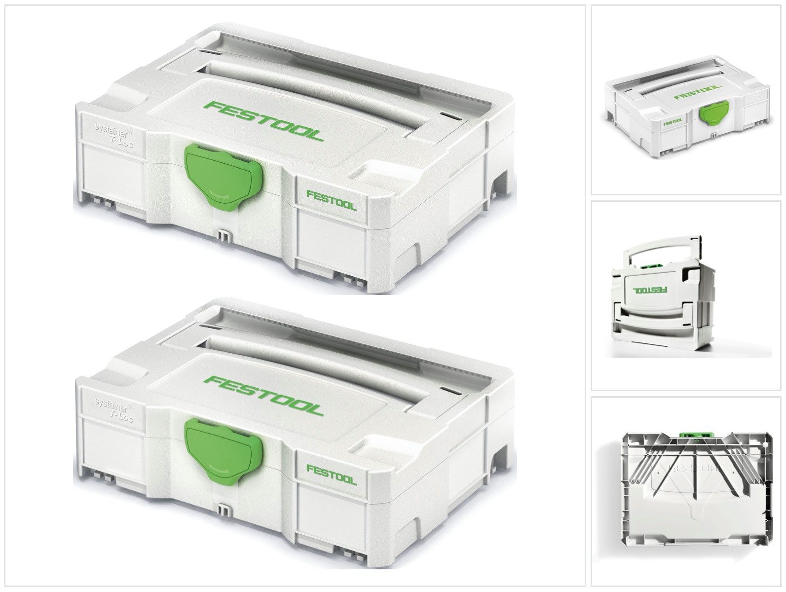 FESTOOL Werkzeugkoffer 2 x Systainer T-LOC SYS 1 TL Werkzeug Koffer lichtgrau koppelbar (49