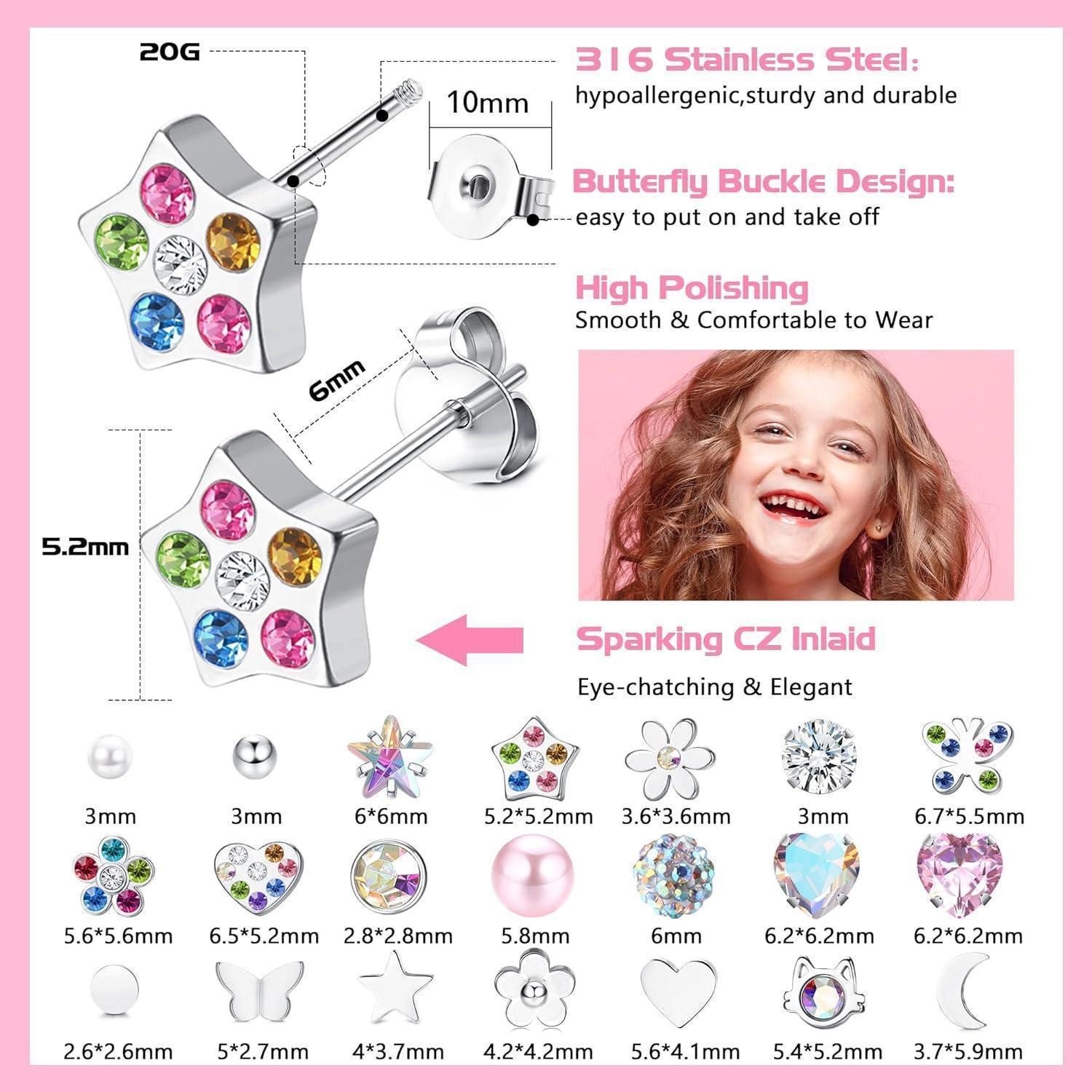 LuxusKollektion Schmuckset 21Paar Kleine Ohrstecker Set Damen Chirurgenstah günstig online kaufen