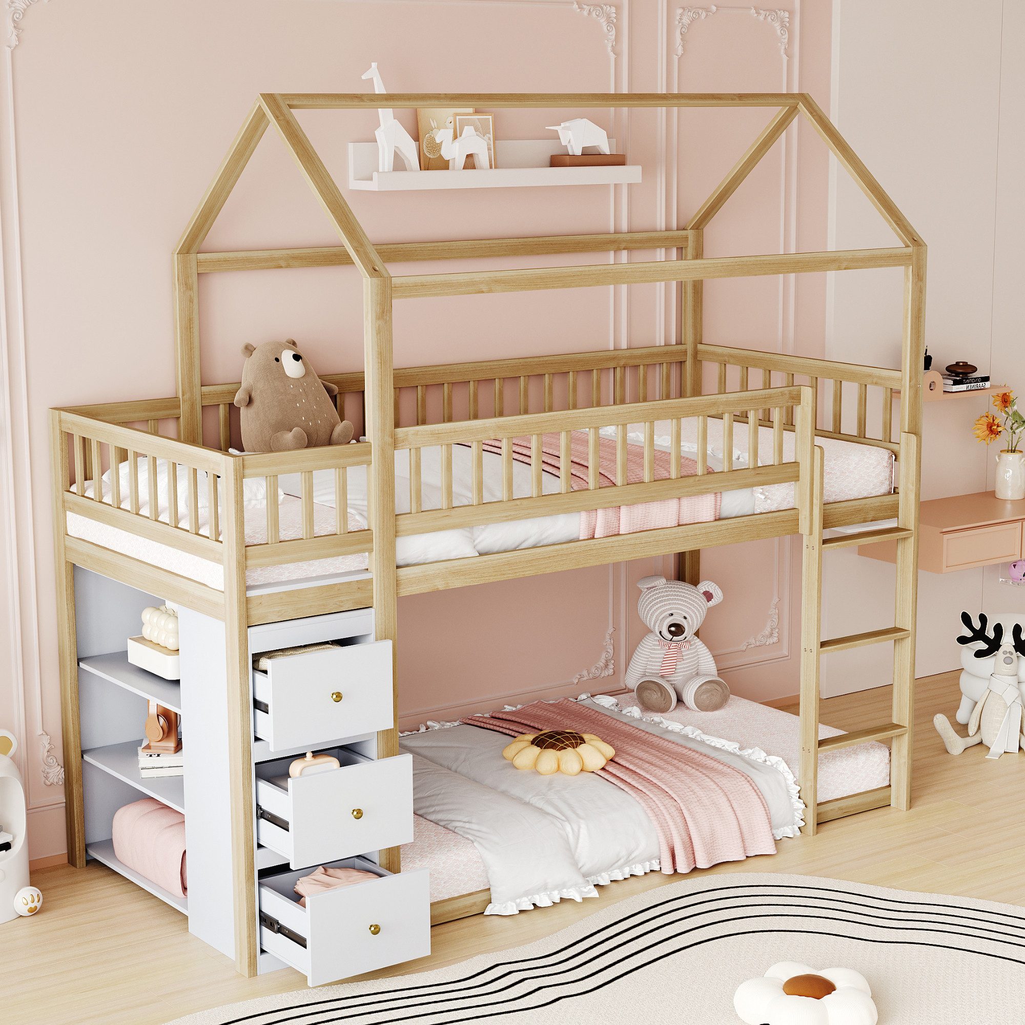 Flieks Etagenbett, Kinderbett 90x200cm mit oberem günstig online kaufen