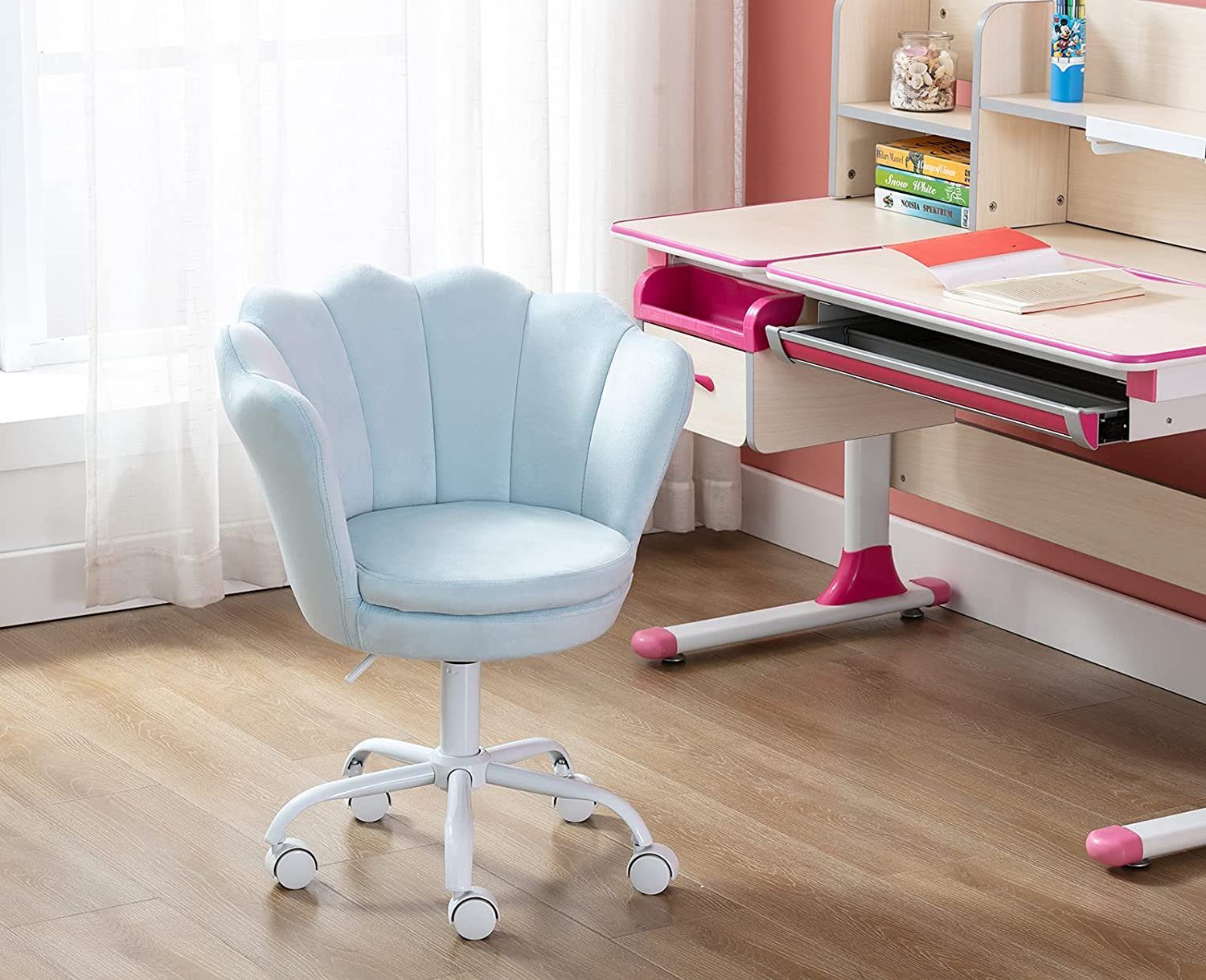 Loungesessel Schreibtischstuhl Drehstuhl Samt WAHSON Blau CHAIRS Kinder OFFICE