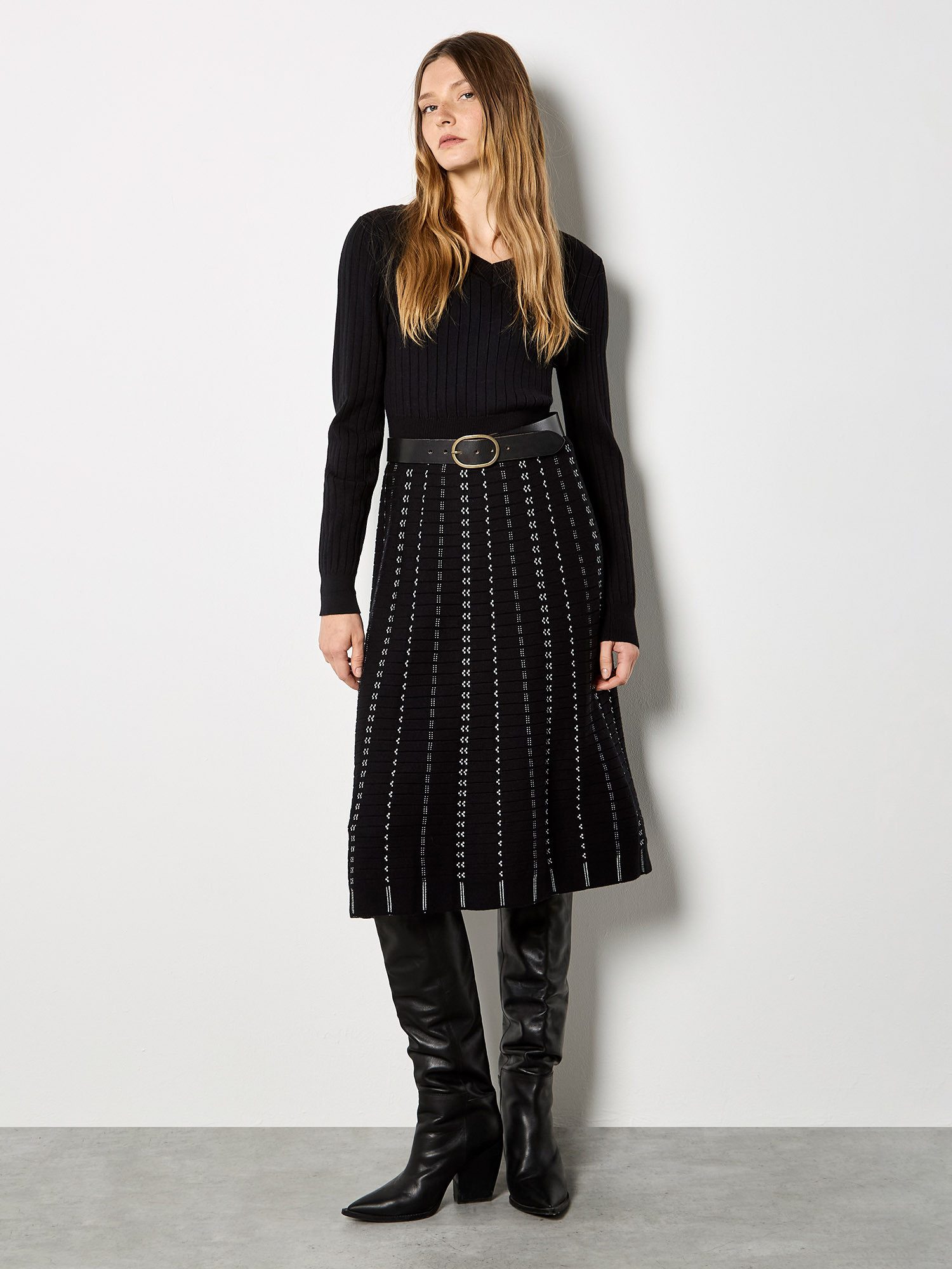 Apricot Strickkleid Midikleid in Rippstrick günstig online kaufen