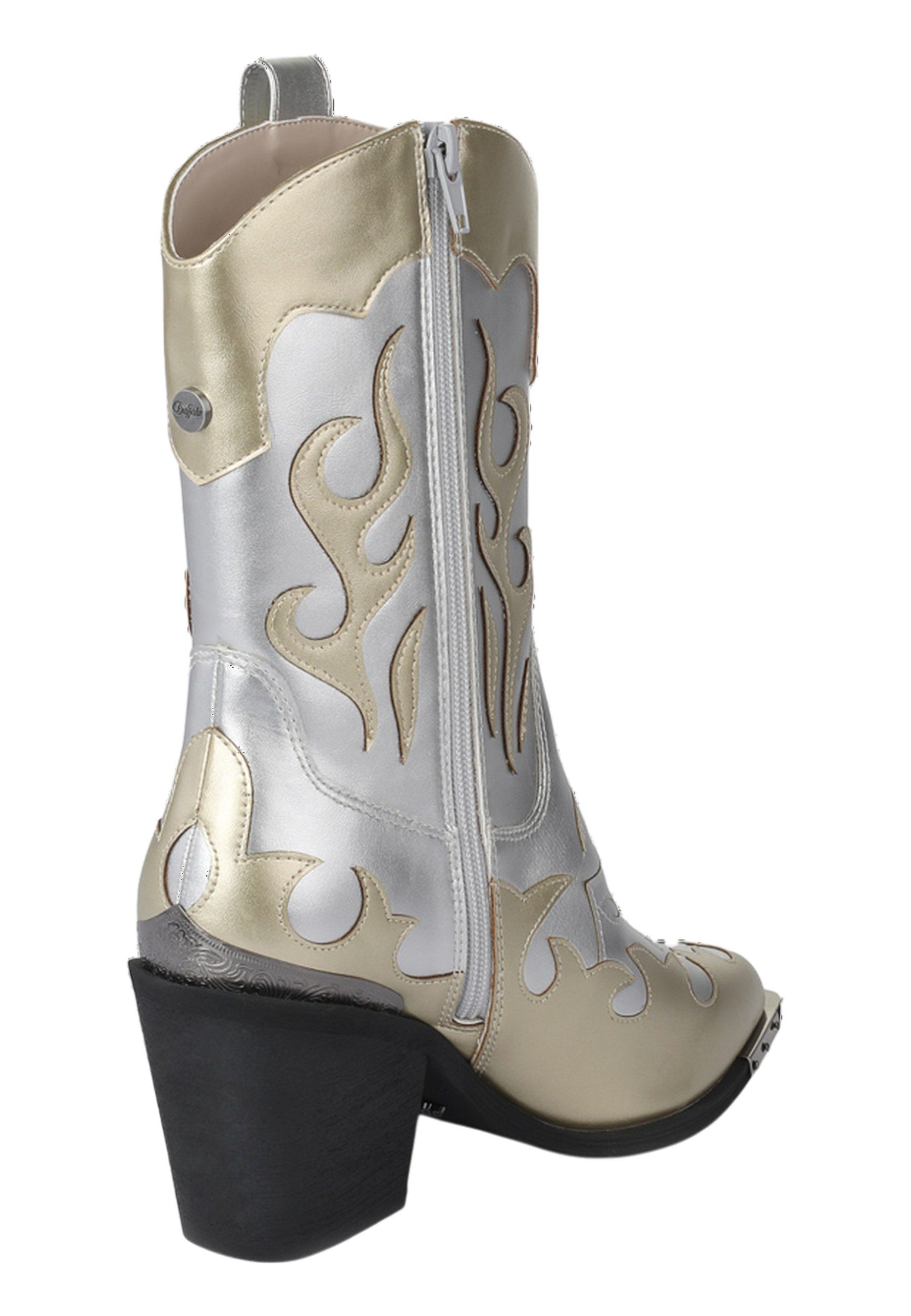 Buffalo 1221056 West Bootie Mid Cowboy Silver/Gold Stiefel