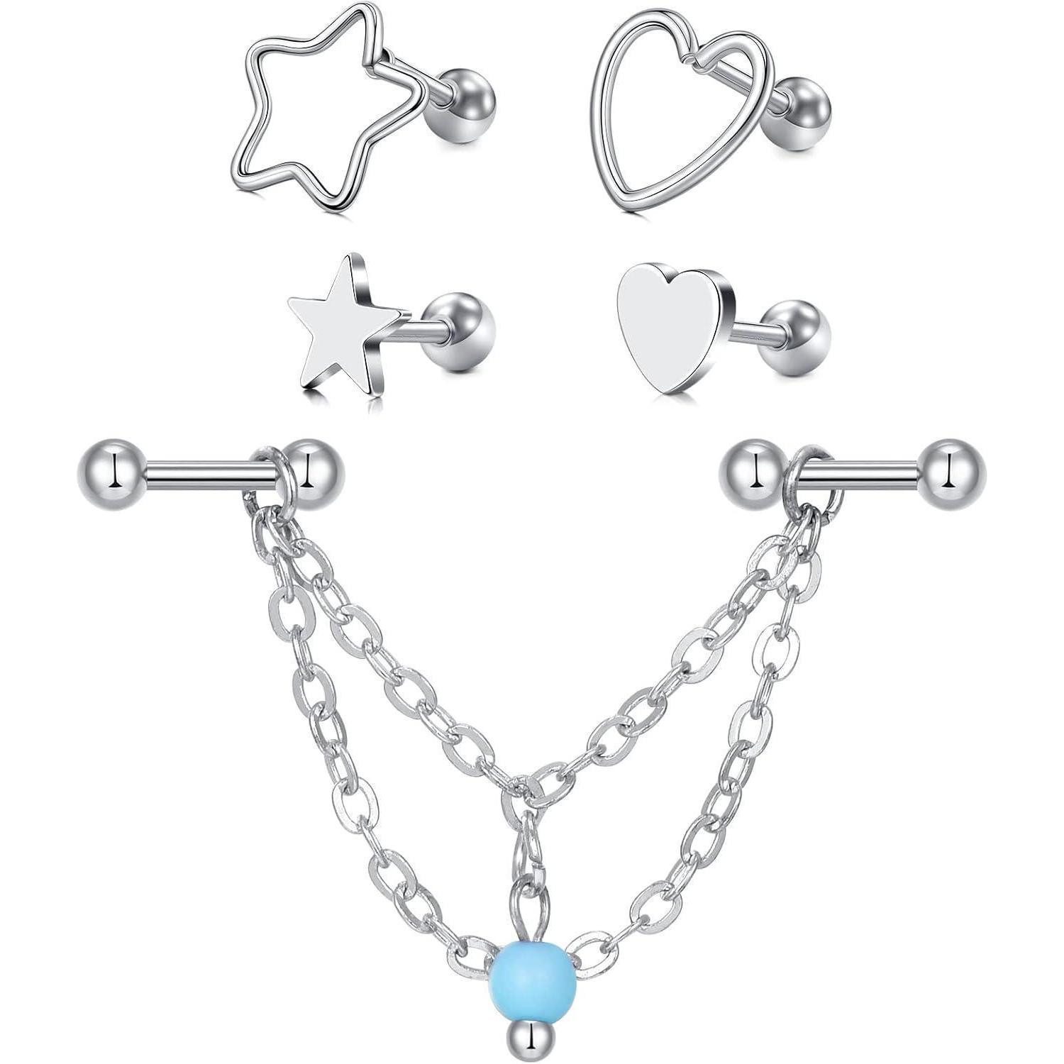 LAURITAMI Augenbrauenpiercing 16G Tragus Helix Piercings Ohrringe Chirurgenstahl Augenbraue Daith