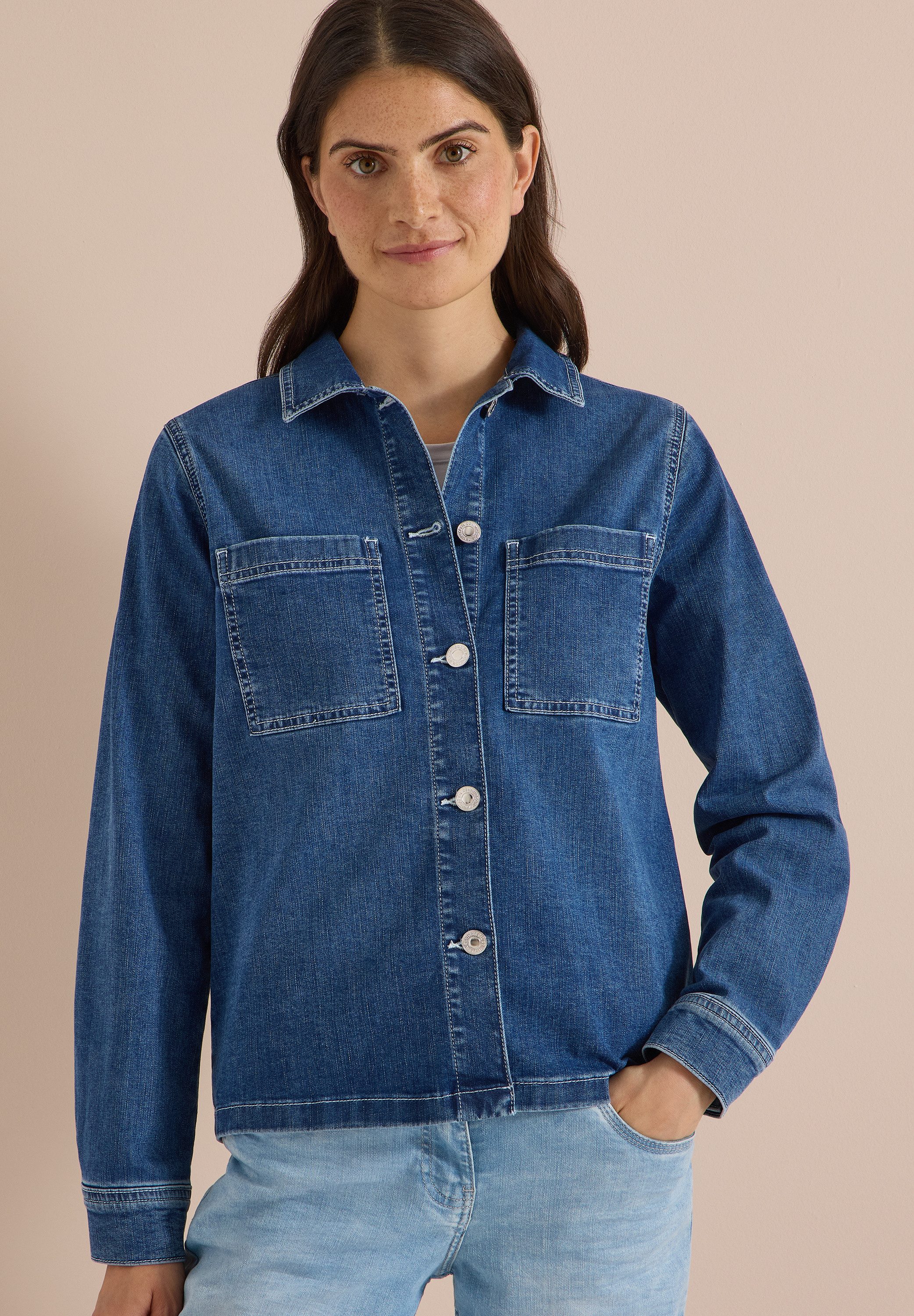 CECIL Jeansjacke Brusttaschen, authentische Waschung
