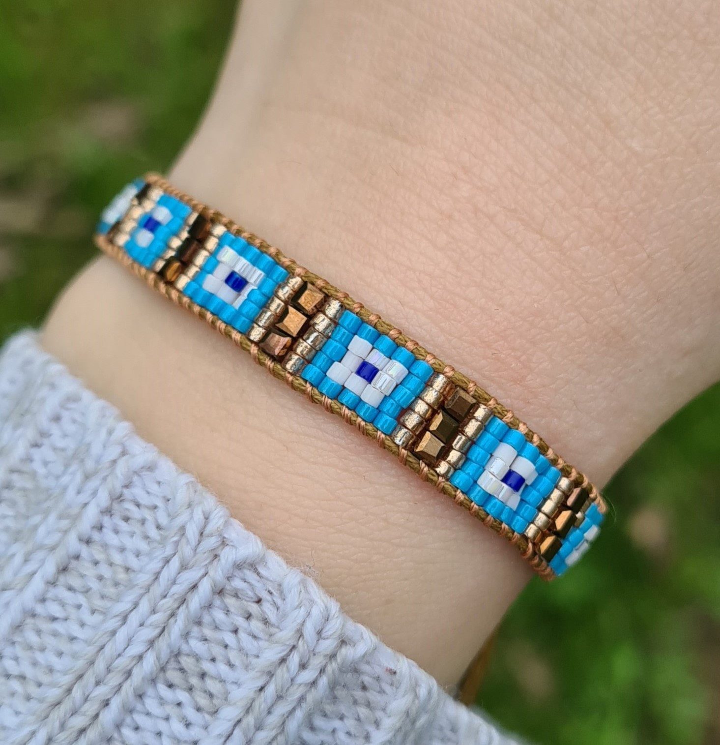 NAHLE Perlenarmband Geflochtenes Miyuki Perlenarmband Boho Surfer Armband (1-tlg., inkl. Schmuckbox), Festival Schmuck Boho Armband