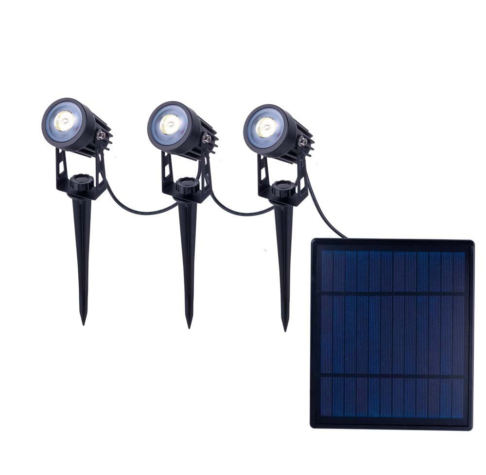 näve LED Solarleuchte, Solarleuchte Spotleuchte Außenleuchte Gartenleuchte LED 3-Flammig IP44