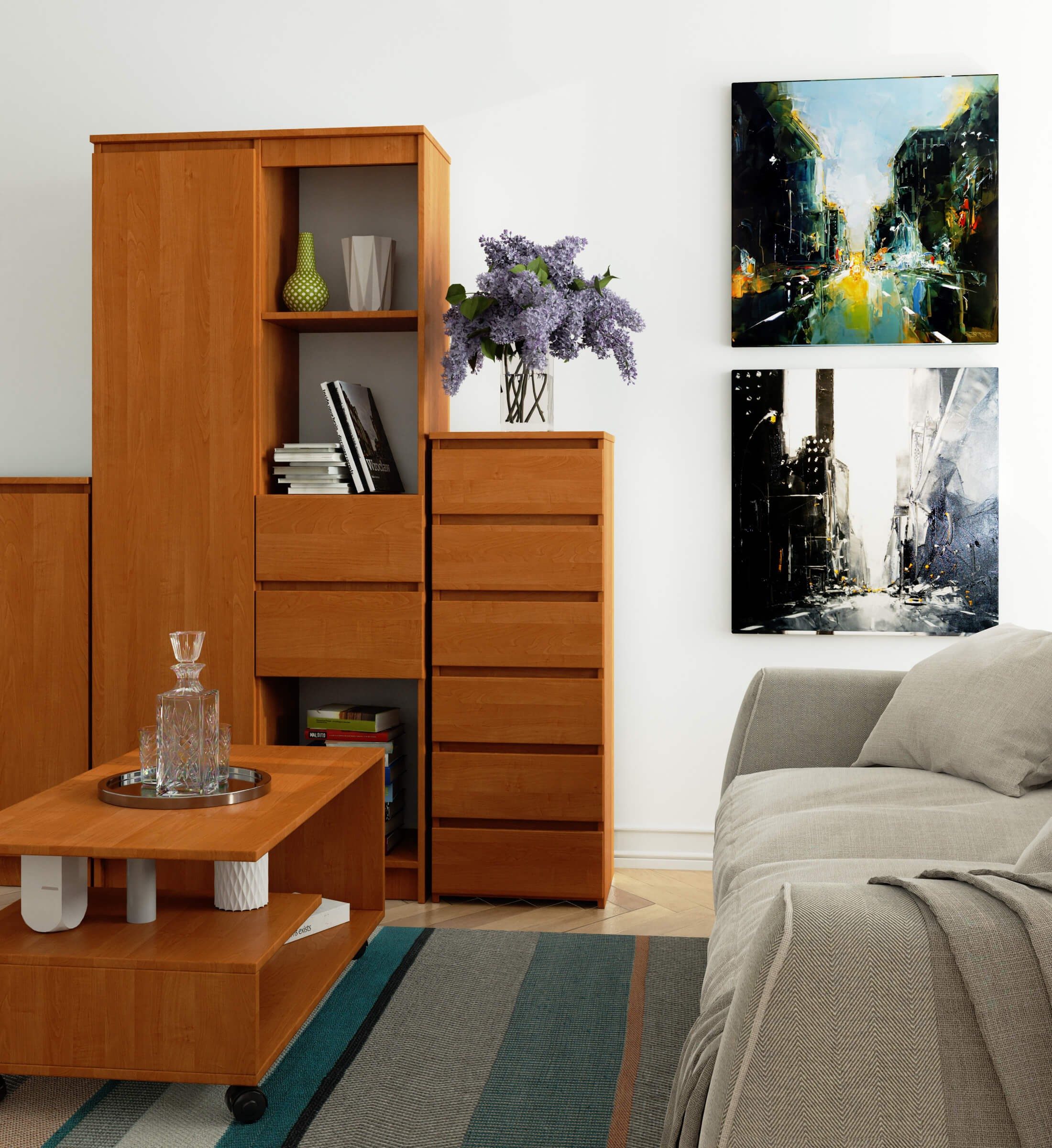 Home Collective Kommode 40 cm breit Holz Highboard Sideboard für Flur Schlafzimmer Wohnzimmer (Mehrzweckschrank Schrank schmal Kommode Schlafzimmer mit Schubladen), Kinderzimmer Organizer, 109 cm hoch mit 6 Schubladen Braun