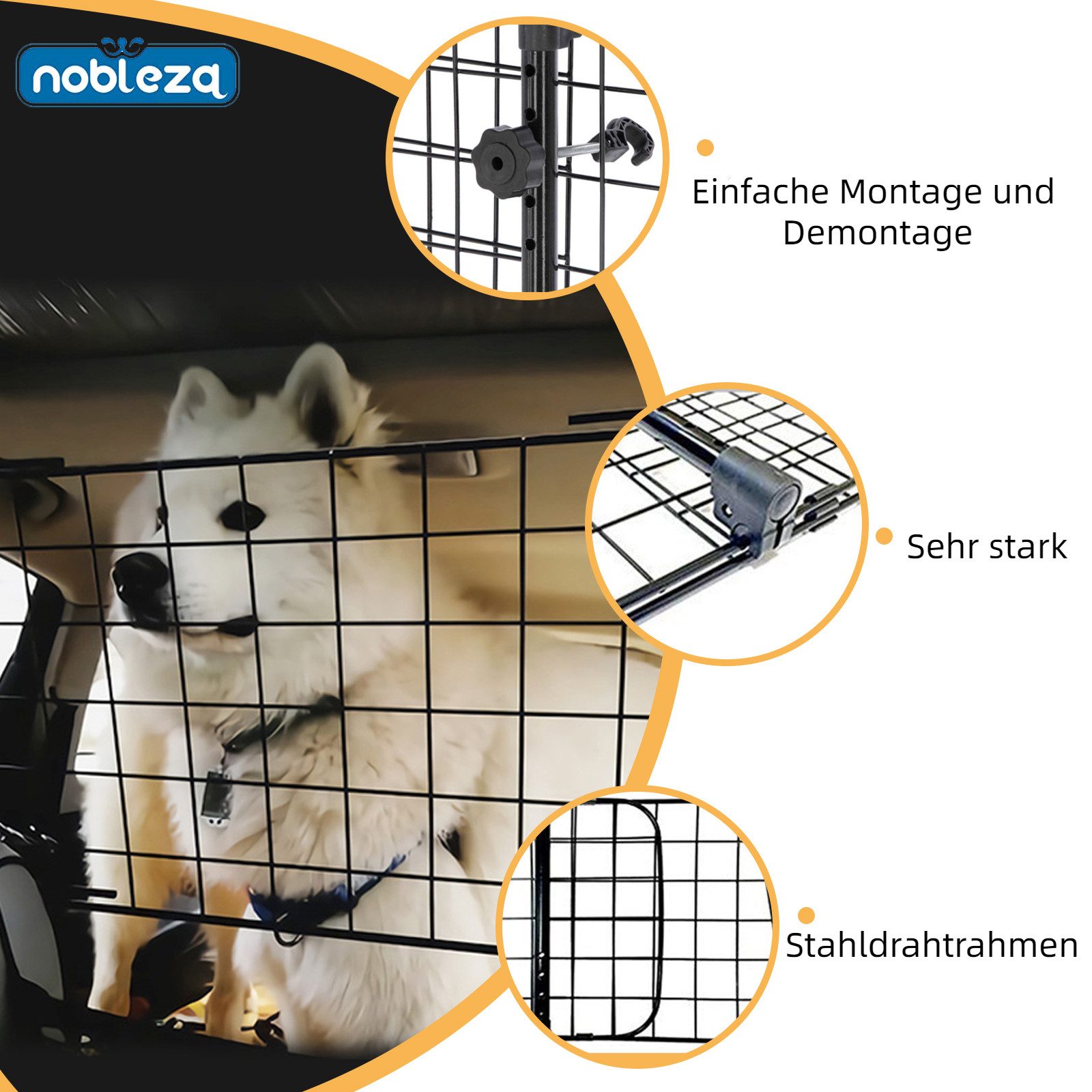 nobleza Haustierklappe Autoschutzbügel für Hunde,Autoschutzgitter Trenngitter Universal