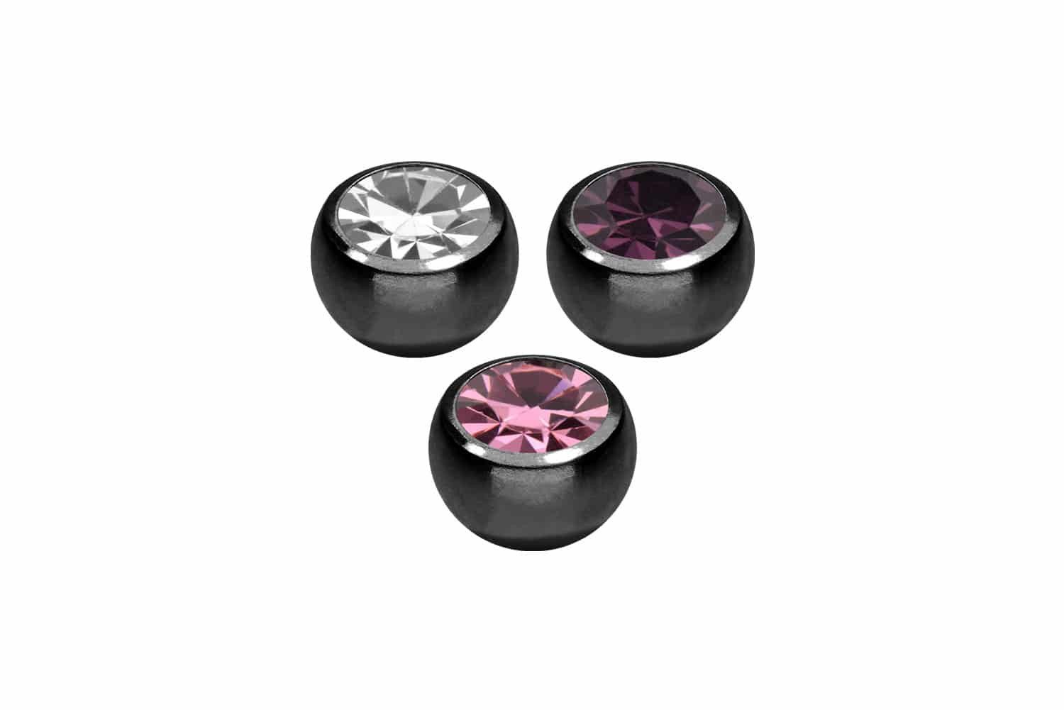 PIERCINGLINE Piercing-Set SET Chirurgenstahl Schraubkugel KRISTALL (Schraub-Aufsätze, 3erSET1 = 1,6 mm Gewinde)
