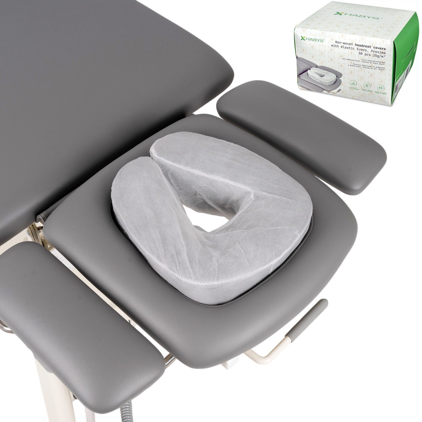 Habys Massageliege Einweg-Kopfstützenbezüge aus Vlies, für Evero & Proxima, 50 Stück