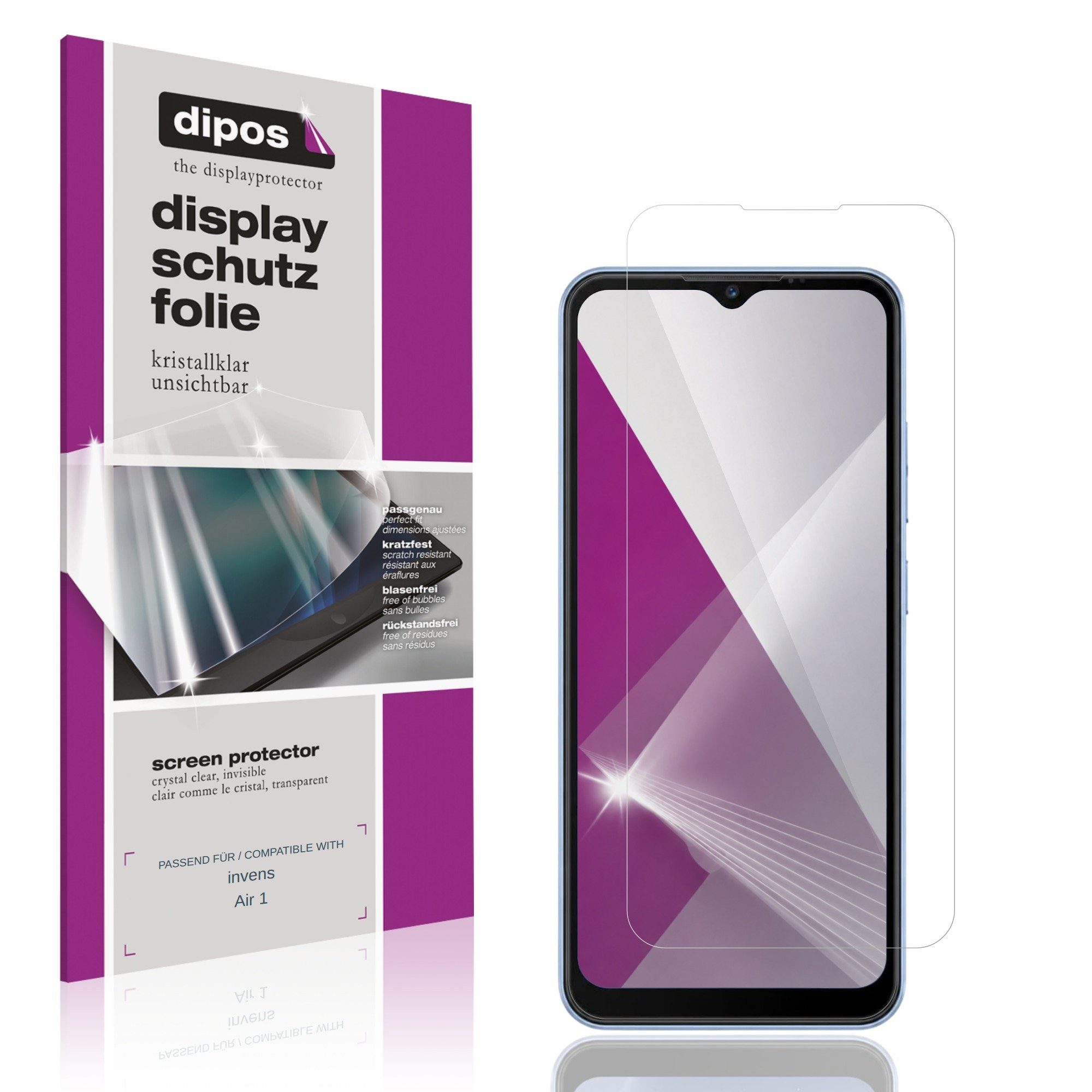 dipos Displayschutzfolie Schutzfolie für invens Air 1, 4 Stück, Displayschutz Schutz Folie Made in Germany