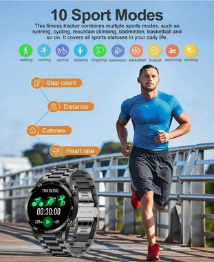 Lige Smartwatch (1,32 Zoll, iOS / Android), Herren HD Smart Watch Sprachanruf Fitness Tracker Uhr iOS Android