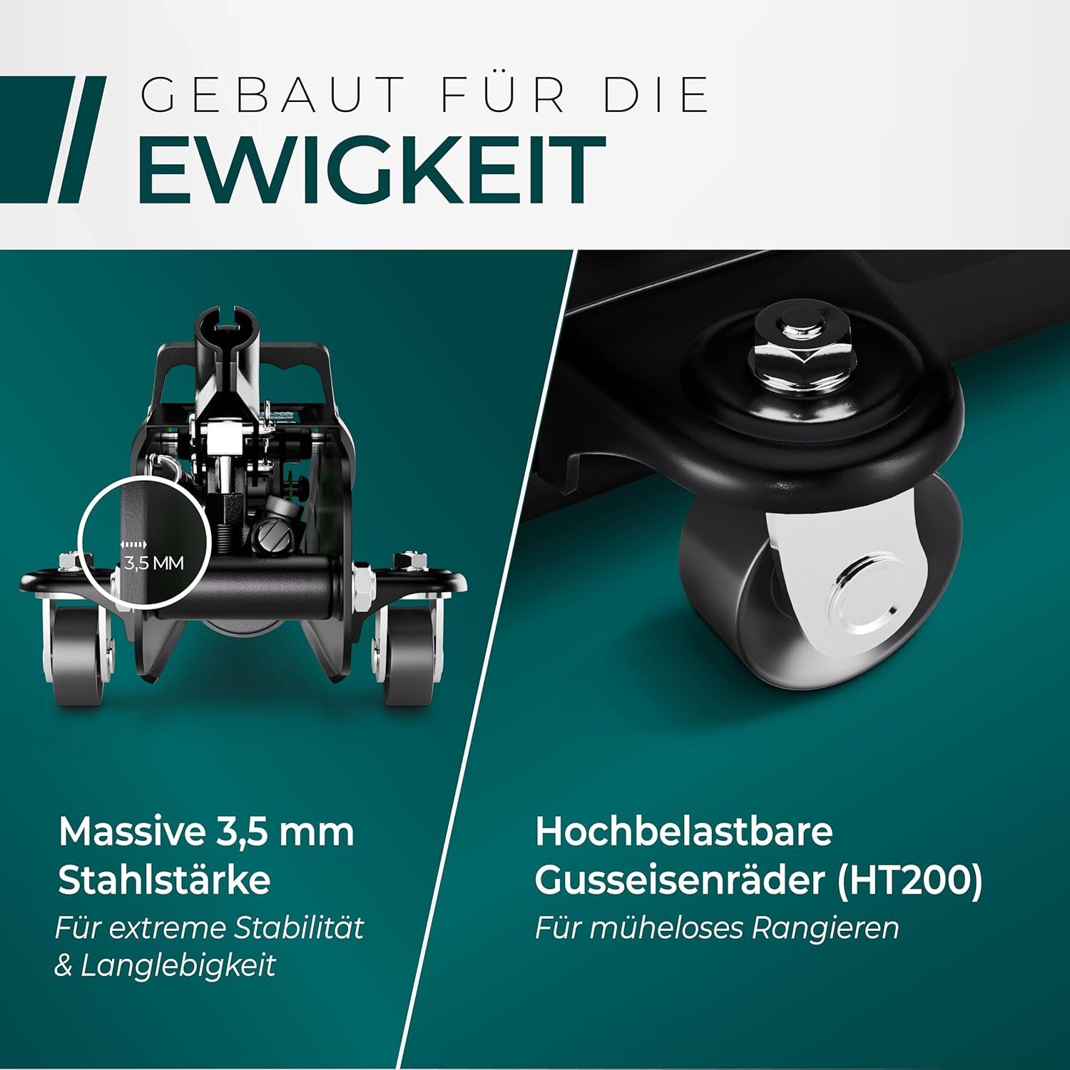 CargoVA® Rangierwagenheber Wagenheber 2T hydraulisch, TÜV, 130–330 mm Hubhöhe, PKW & SUV, max. Hubhöhe: 33 cm, Einzelgerät, 2T hydraulisch, TÜV, Q235-Stahl, 130–330 mm, präzise & robust