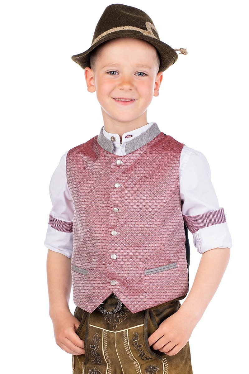 Isar-Trachten Trachtenjacke Kinderweste - THORE - bordeaux