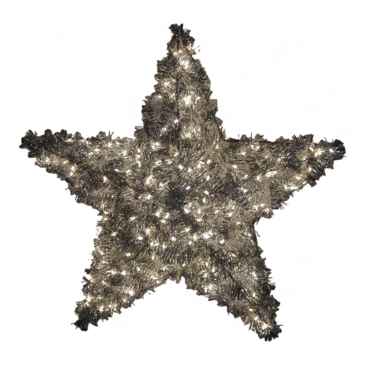 Cor Mulder LED-Dekofigur LED-Stern zum Aufhängen 50 cm 300 LEDs warmweiß silber Lametta Fernbed (kein Set)