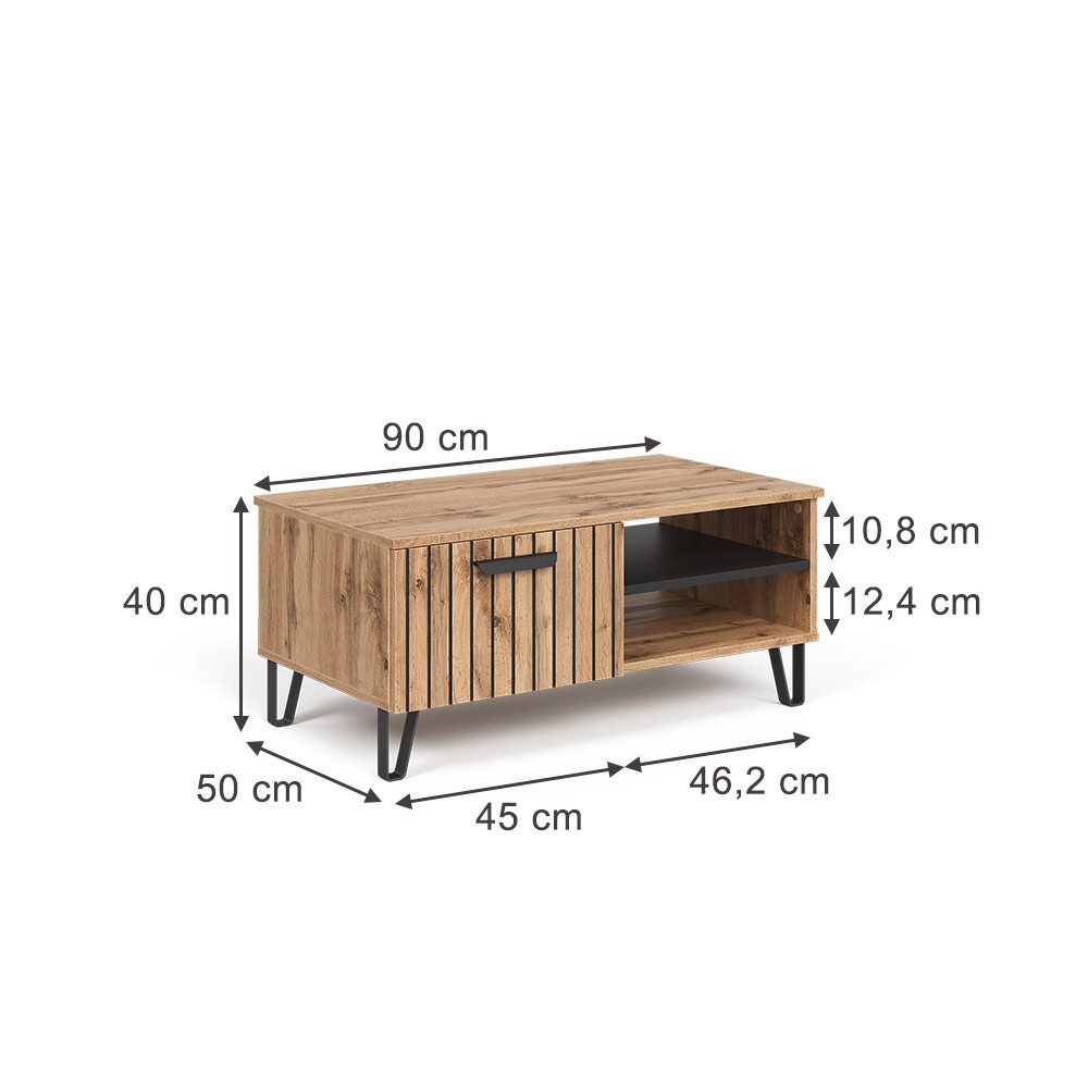 Vicco Couchtisch Amber, Eiche Wotan, 90 günstig online kaufen