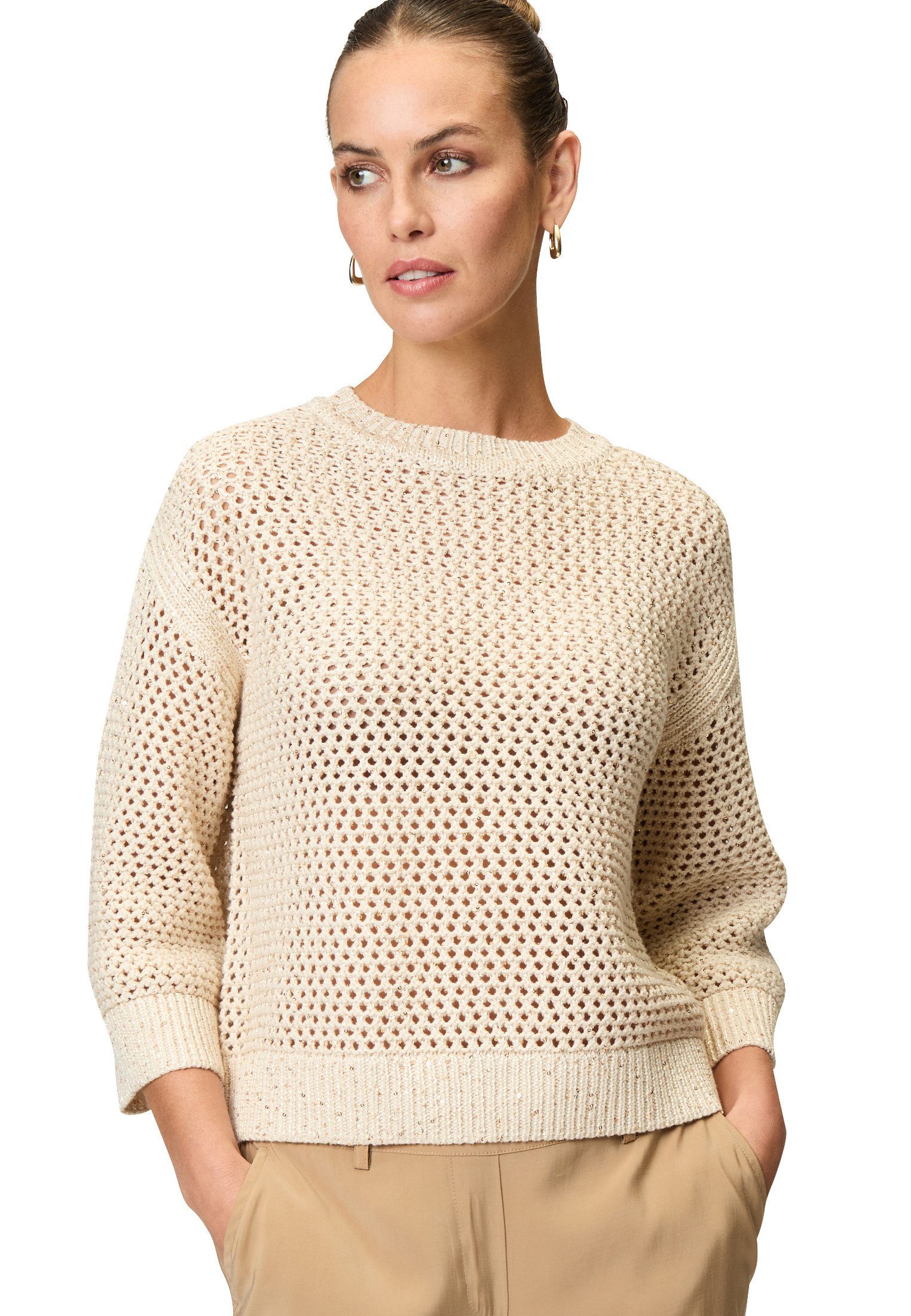 Strickpullover zero Grobstrickpullover mit Glitzer