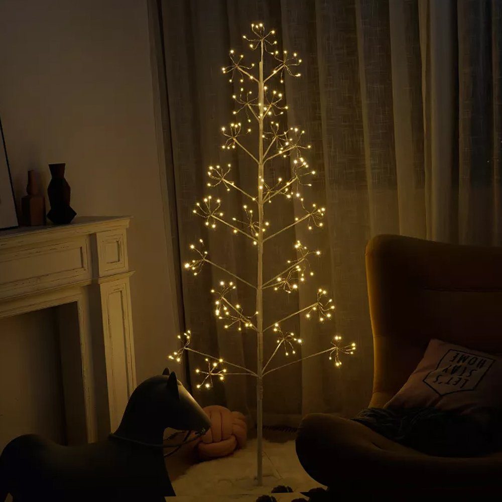 Arnusa LED Baum Leuchtbaum mit An- für Außen warmweiß, LED, Innen Stehlampe 180cm Blütenfeuerwerk Dekoleuchte 192 LED, Aus, und