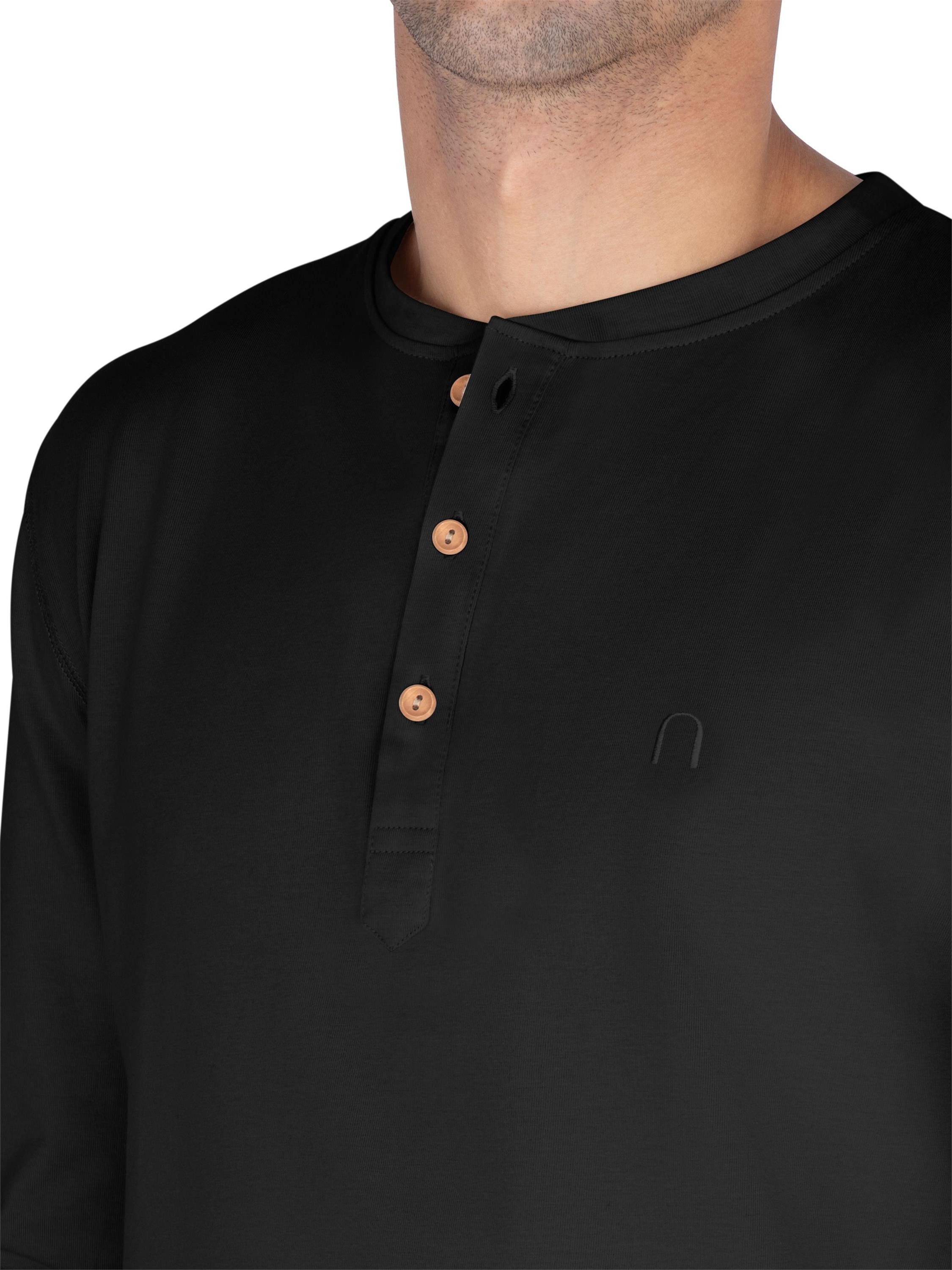 normani Langarmshirt 4er Set Herren Langarm Shirts aus Bio-Baumwolle Basic Henley Shirt für Männer GOTS-zertifiziert – Bild 4 von 5
