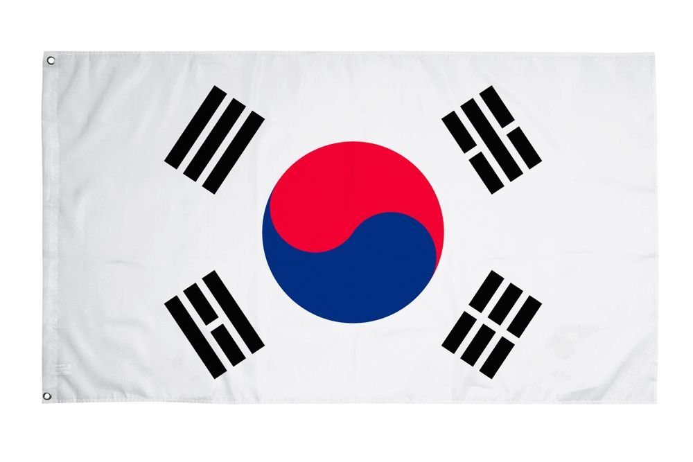 PHENO FLAGS Flagge Südkorea Flagge 90 x 150 cm Süd Korea Fahne Südkoreanische (Hissflagge für Fahnenmast), Inkl. 2 Messing Ösen