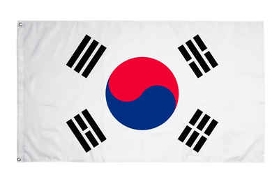 PHENO FLAGS Flagge Südkorea Flagge 90 x 150 cm Süd Korea Fahne Südkoreanische (Hissflagge für Fahnenmast), Inkl. 2 Messing Ösen