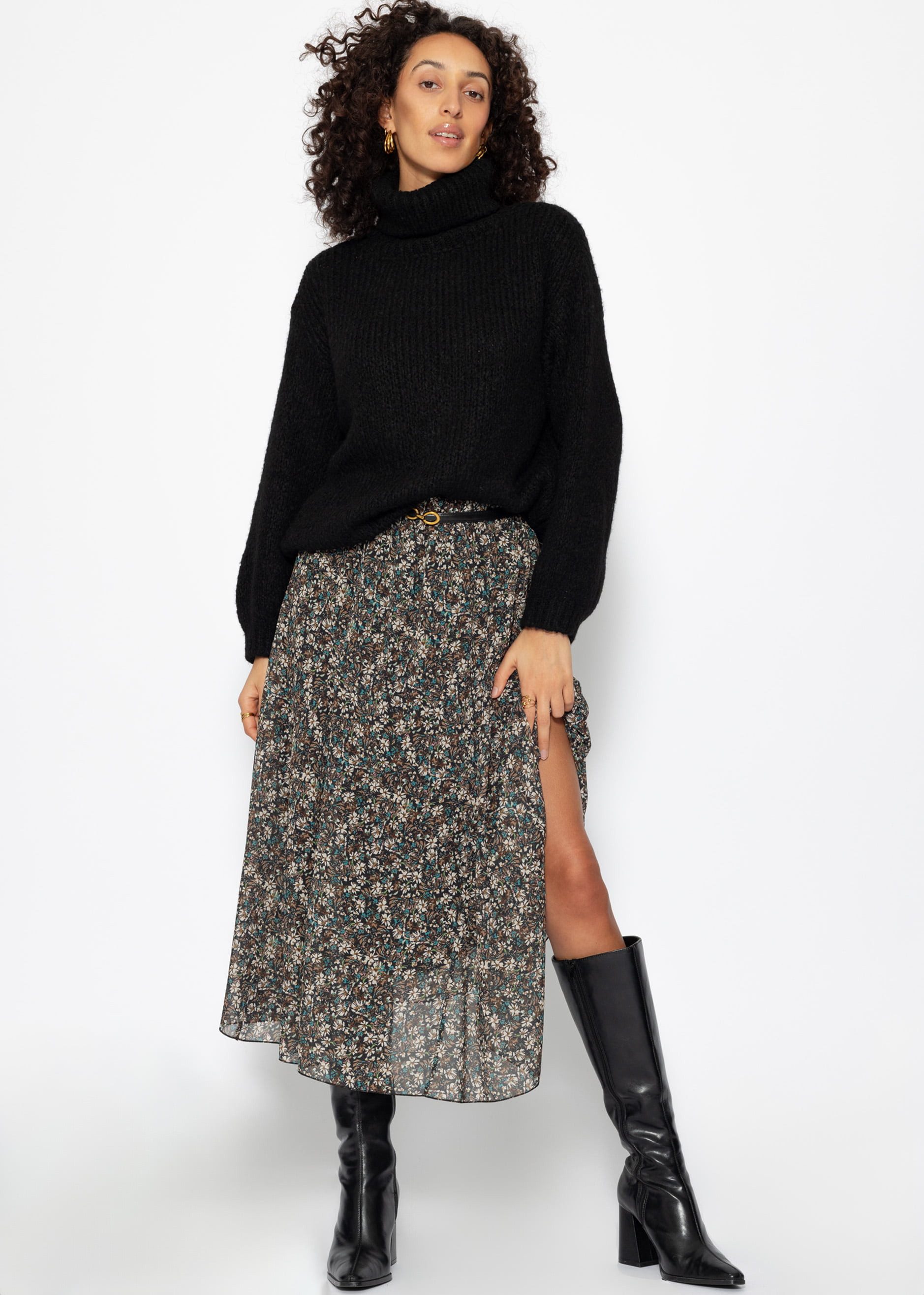 SASSYCLASSY Midirock A-Linie Faltenrock Damen lang günstig online kaufen