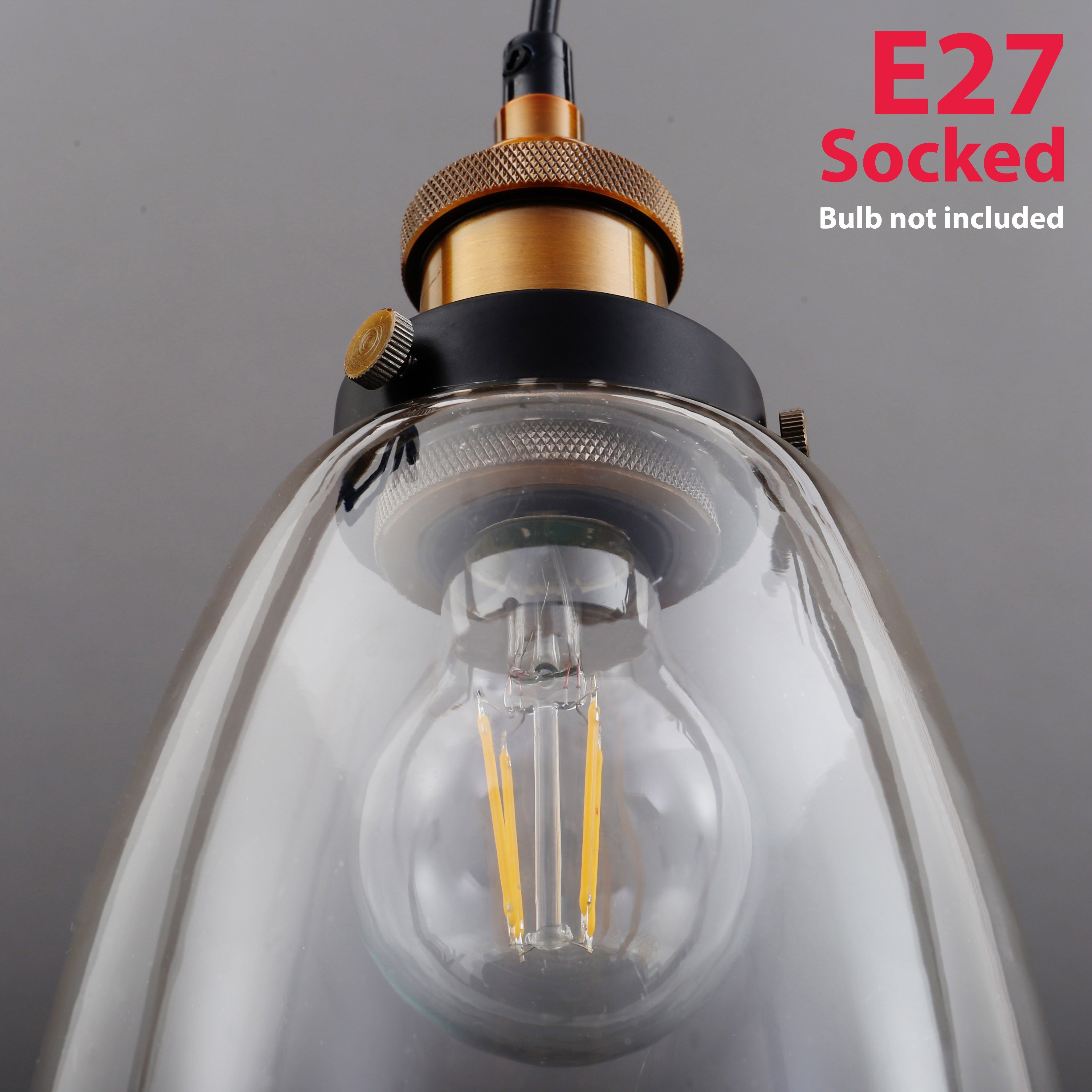 Länge: Leuchtmittel E27 1-flammig, Glasschirm, 120cm, ohne Fassung, BK_PL1097 Pendellampe, B.K.Licht 60W) Retro Leuchtmittel, (max. Pendelleuchte Ohne