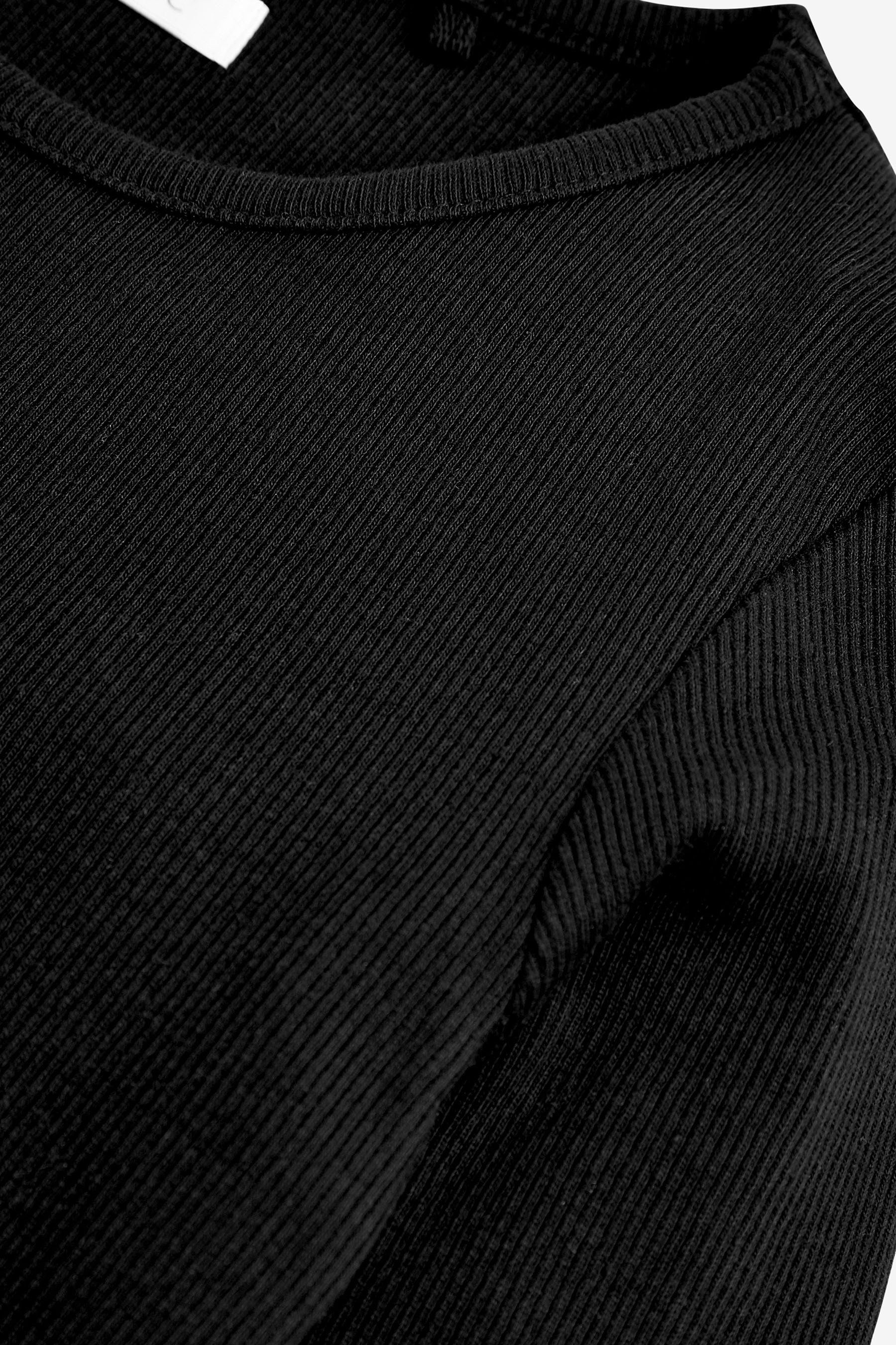 Langarmshirt (1-tlg) Next Geripptes Langarmshirt Black