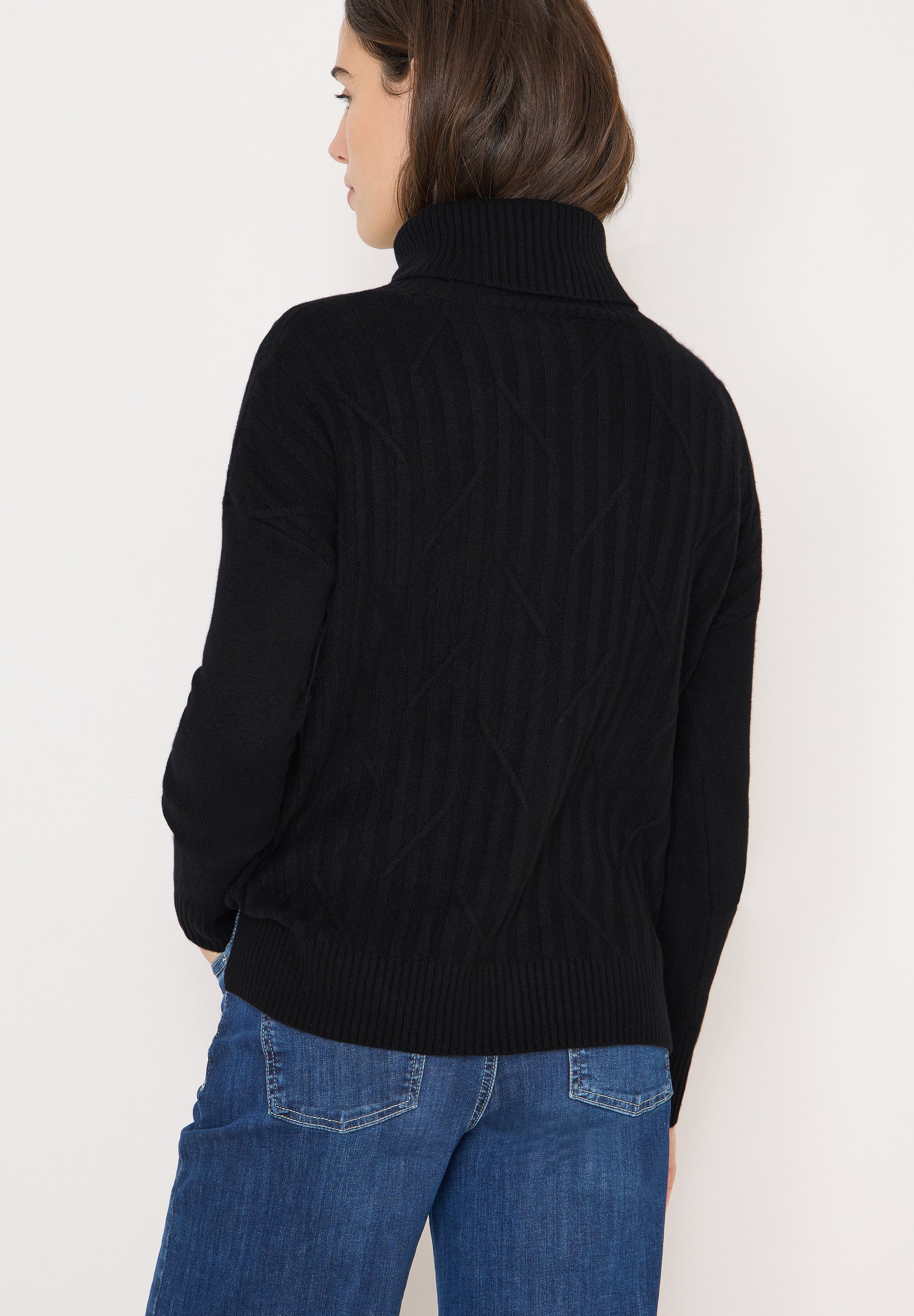 CECIL Rollkragenpullover mit Strick-Muster und Umlegekragen