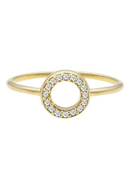 Elli DIAMONDS Verlobungsring Kreis Geo Diamant Verlobung 0.08 ct. 375 Gelbgold