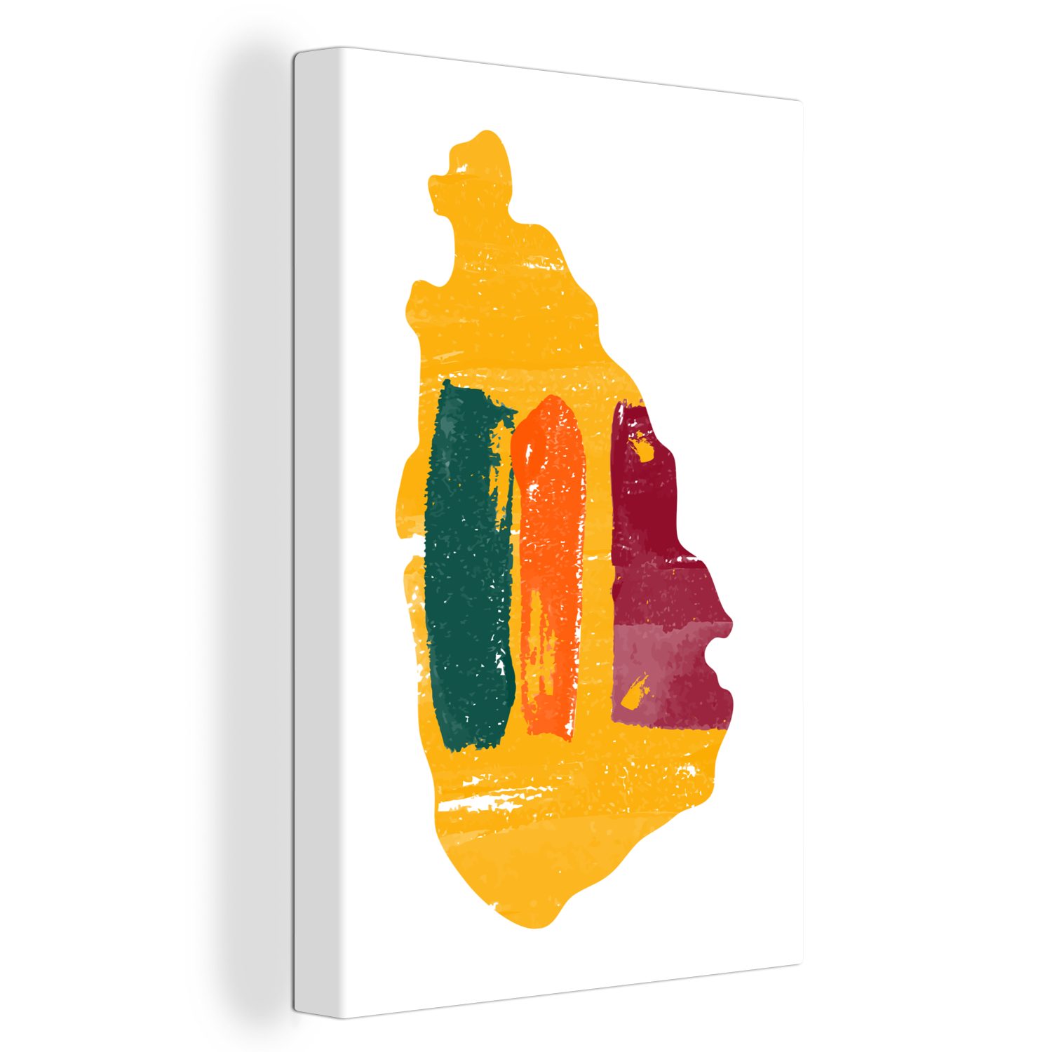 OneMillionCanvasses® Leinwandbild Karte mit Flagge Sri Lanka, (1 St), Leinwandbild fertig bespannt inkl. Zackenaufhänger, Gemälde, 20x30 cm
