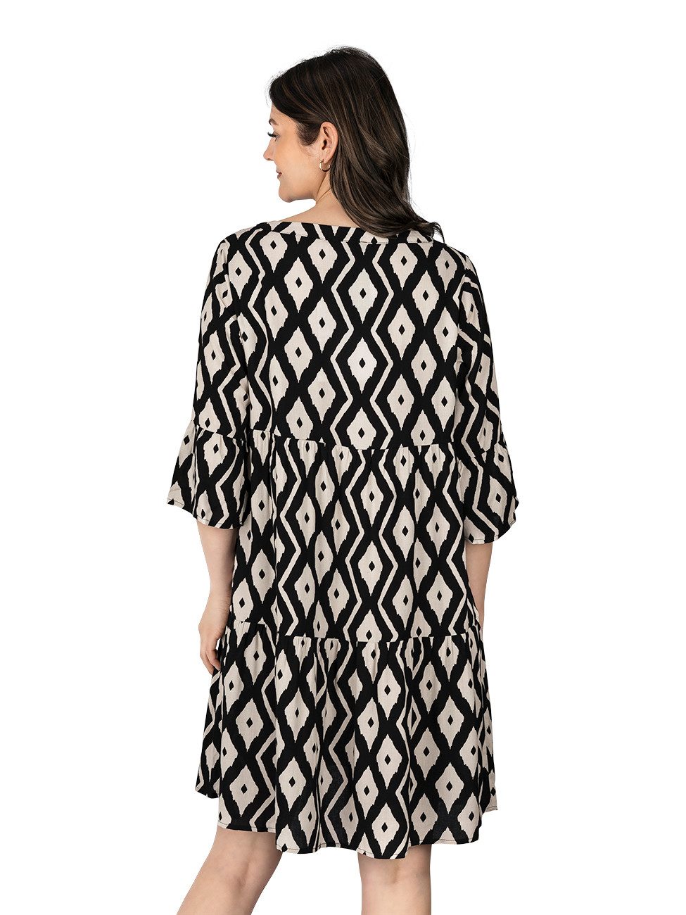 DENIMFY Sommerkleid Damen Kleid DFFrida A-Linie 3/4 Arm Freizeitkleid mit V günstig online kaufen