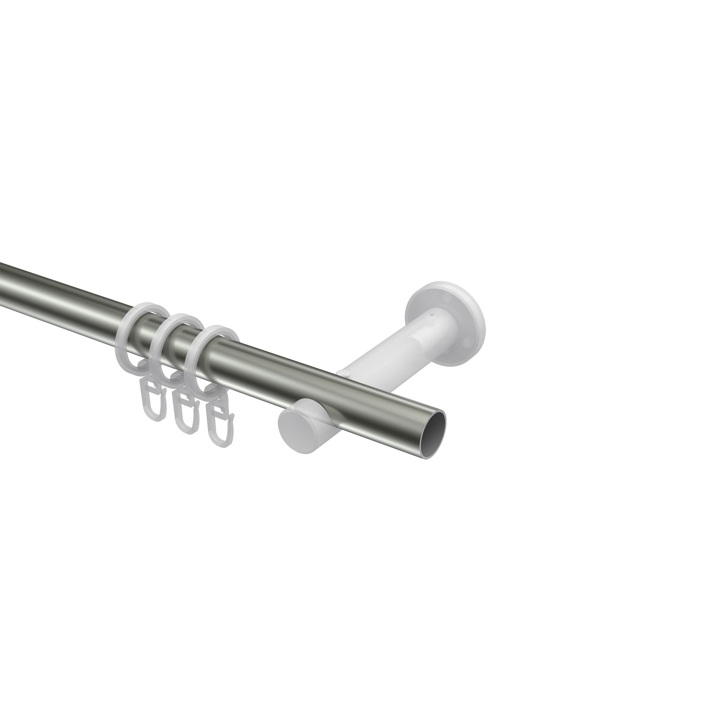 INTERDECO Gardinenstange Trend Elias, Ø 20 mm, 1-läufig, Fixmaß, kürzbar, Wandmontage, Edelstahl, Edelstahl
