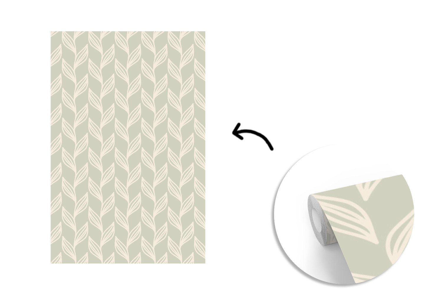 Montagefertig Wohnzimmer, Tapete (3 MuchoWow bedruckt, Vinyl Blätter Fototapete St), Einfach für Matt, - Wandtapete Muster, -