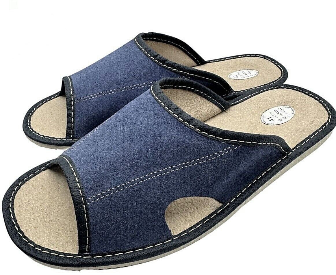 Herren Leder Echtleder Hausschuhe Latschen Pantoffeln Pantolette Hausschuh