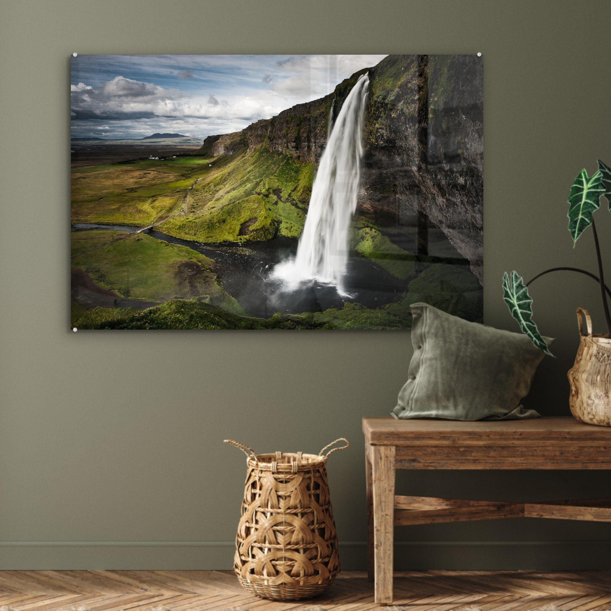 MuchoWow Acrylglasbild Wasserfall - Skandinavien - Wohnzimmer Bergen, & (1 St), Schlafzimmer Acrylglasbilder