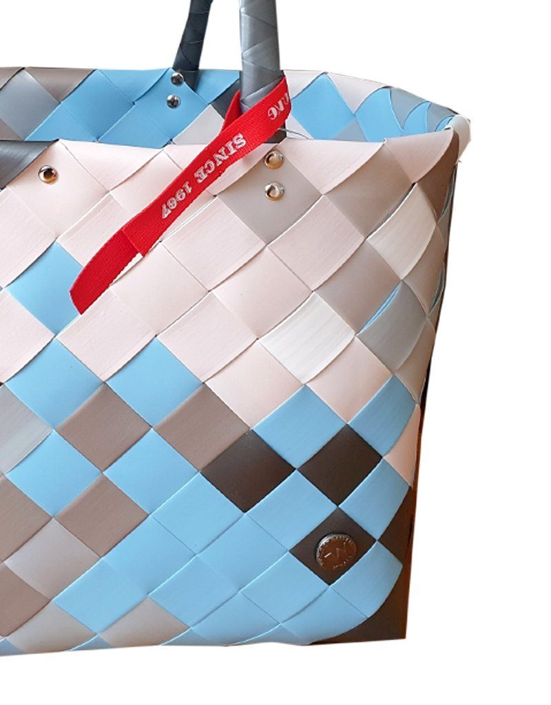 Witzgall Einkaufsshopper ICE BAG Shopper diagonal geflochten blau/creme,  strapazierfähig